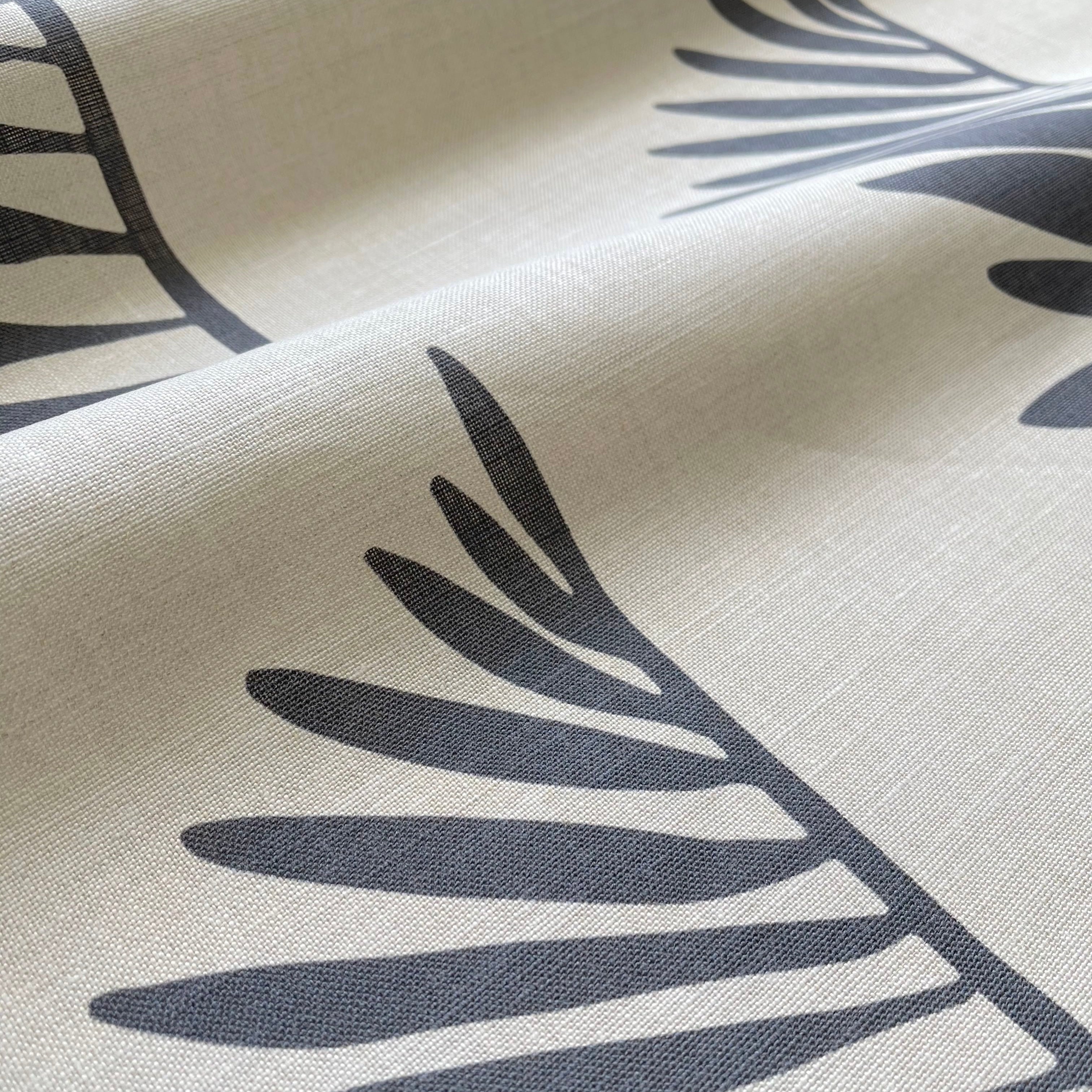 Palmetto pillow in Midnight – close-up of the fabric texture and pattern on linen backing