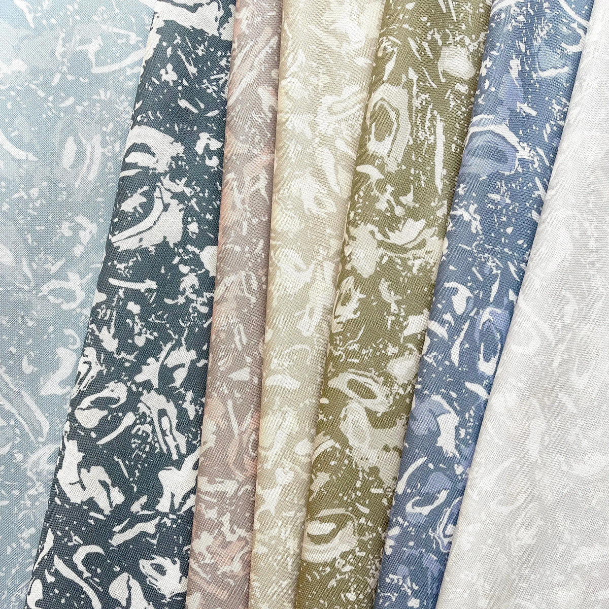 River Reef fabric in Royal by Emily Daws styled in an interior β Waterways Collection