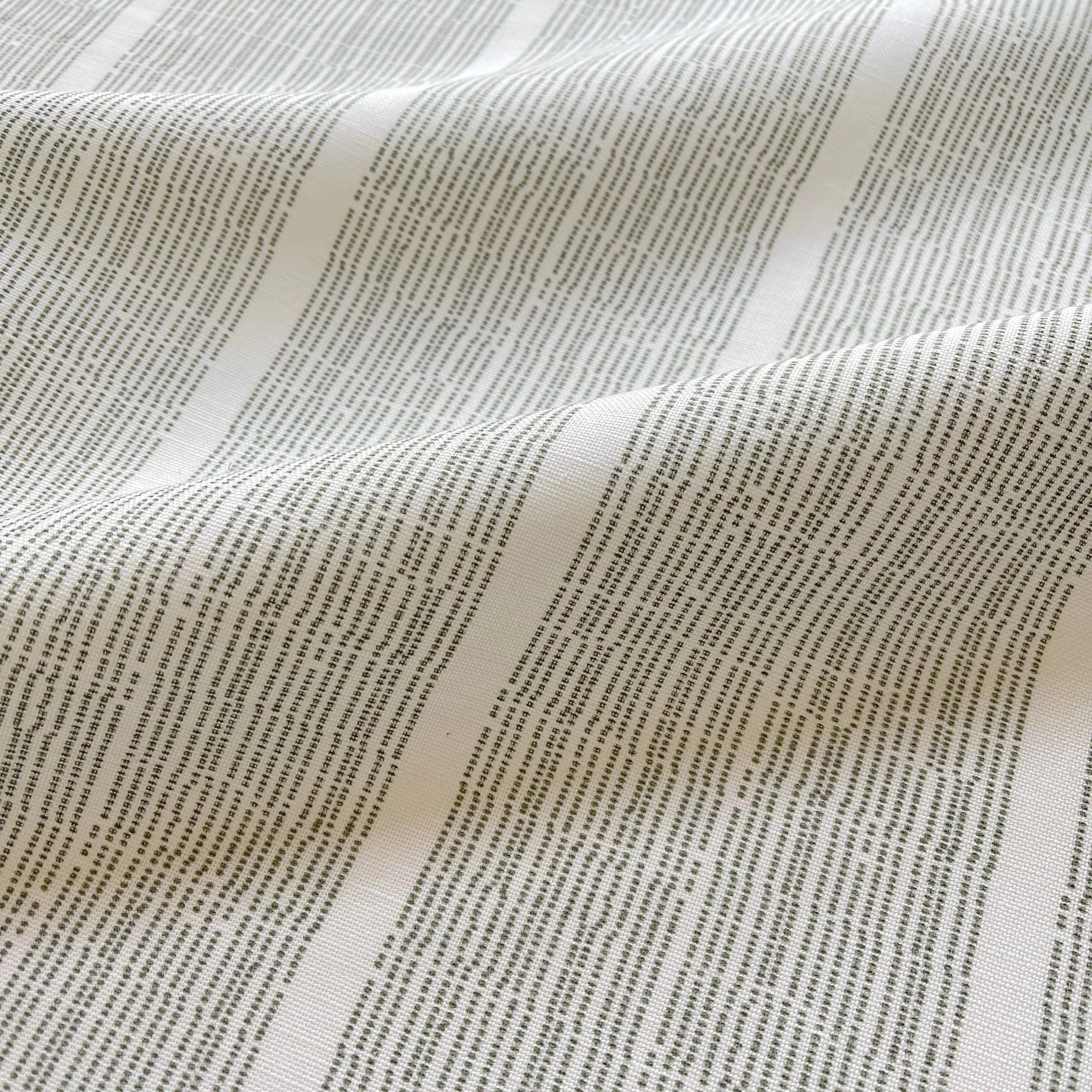 Sandbar fabric in Seaweed by Emily Daws — close-up detail of Belgian linen, Waterways Collection