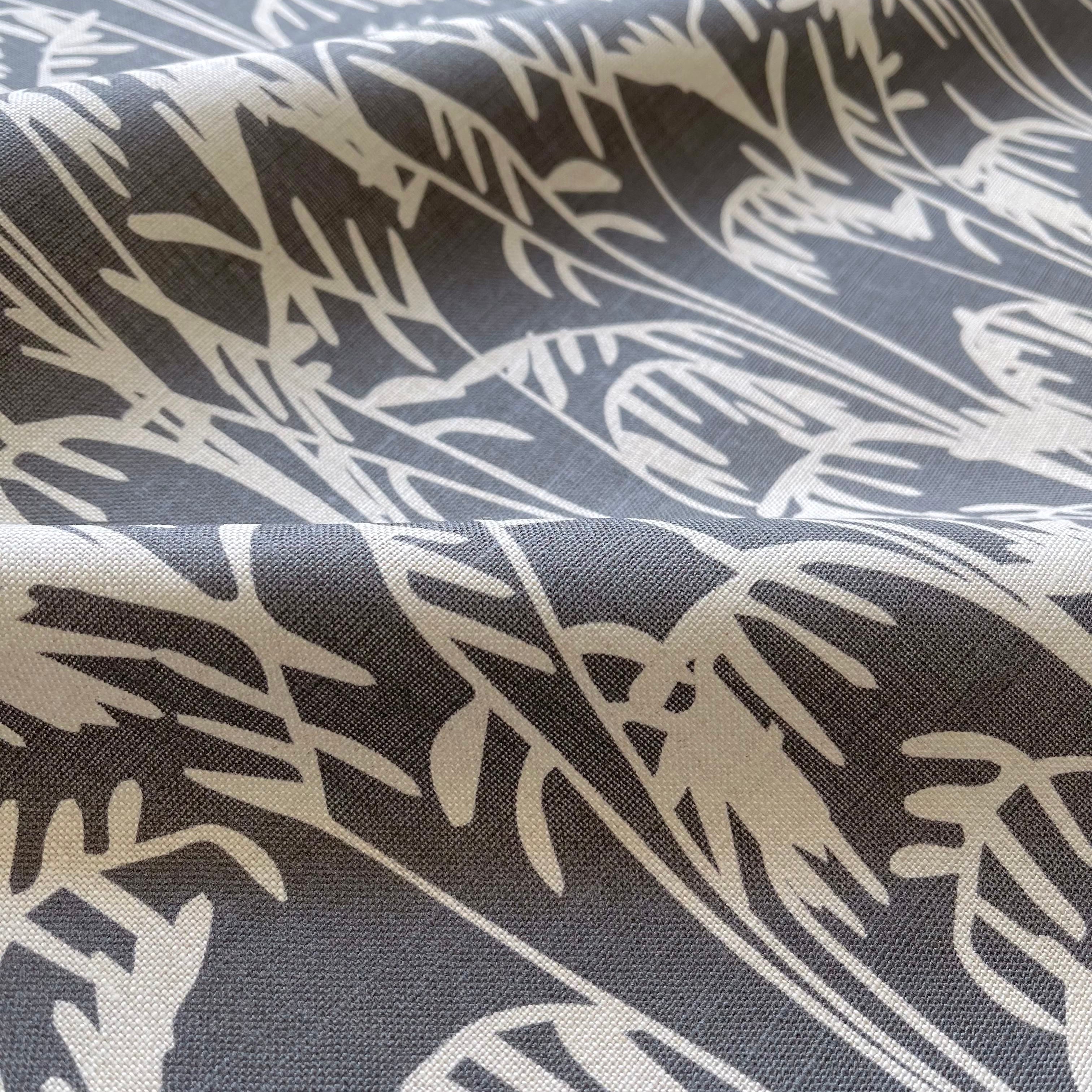 Seabrook II fabric in Storm by Emily Daws β close-up showing natural fiber texture, ideal for beach house drapery or pillows β Sea Island fabric collection; luxury coastal fabric by the yard for interiors