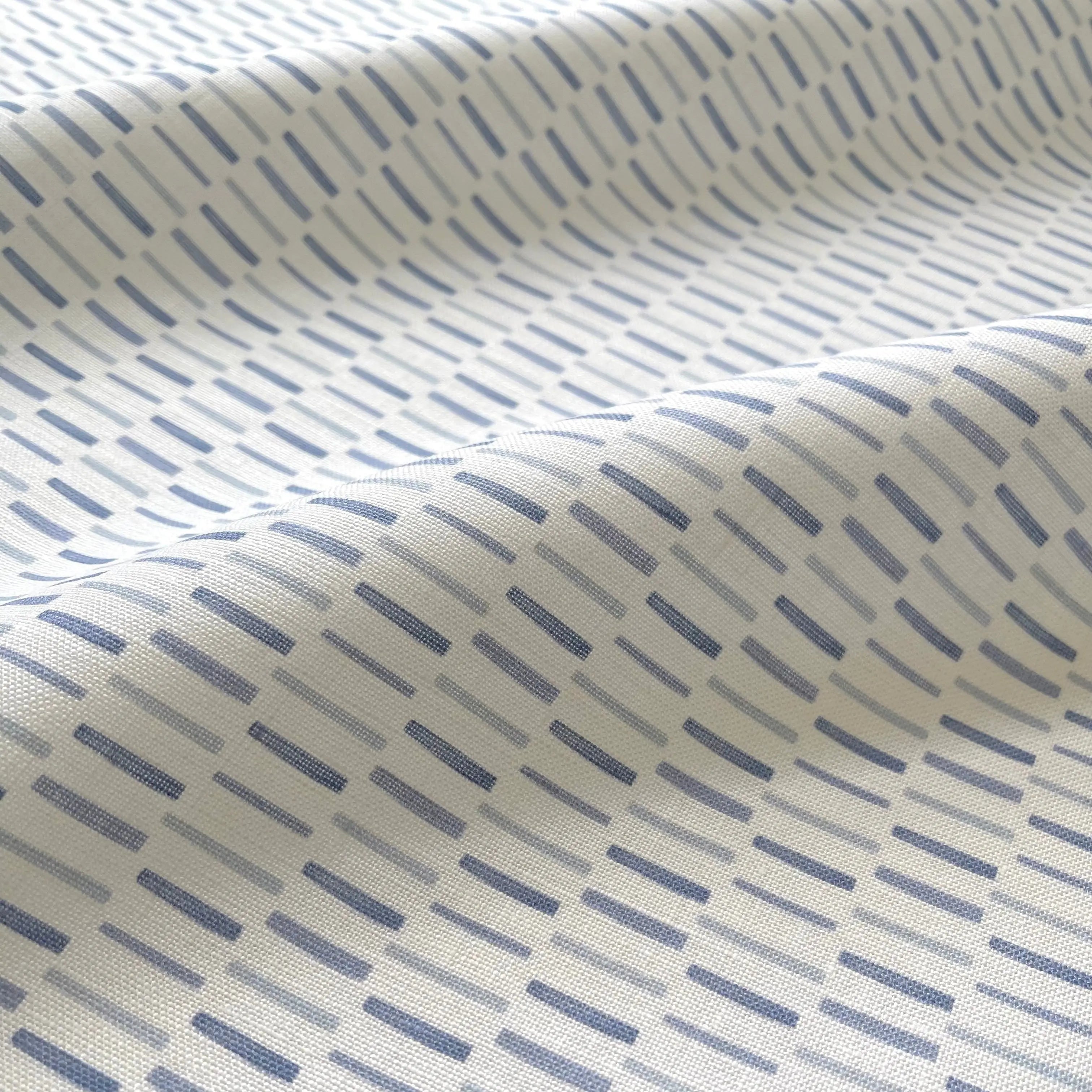 Sweetgrass fabric in Sapphire by Emily Daws — close-up detail of Belgian linen, Charleston Collection