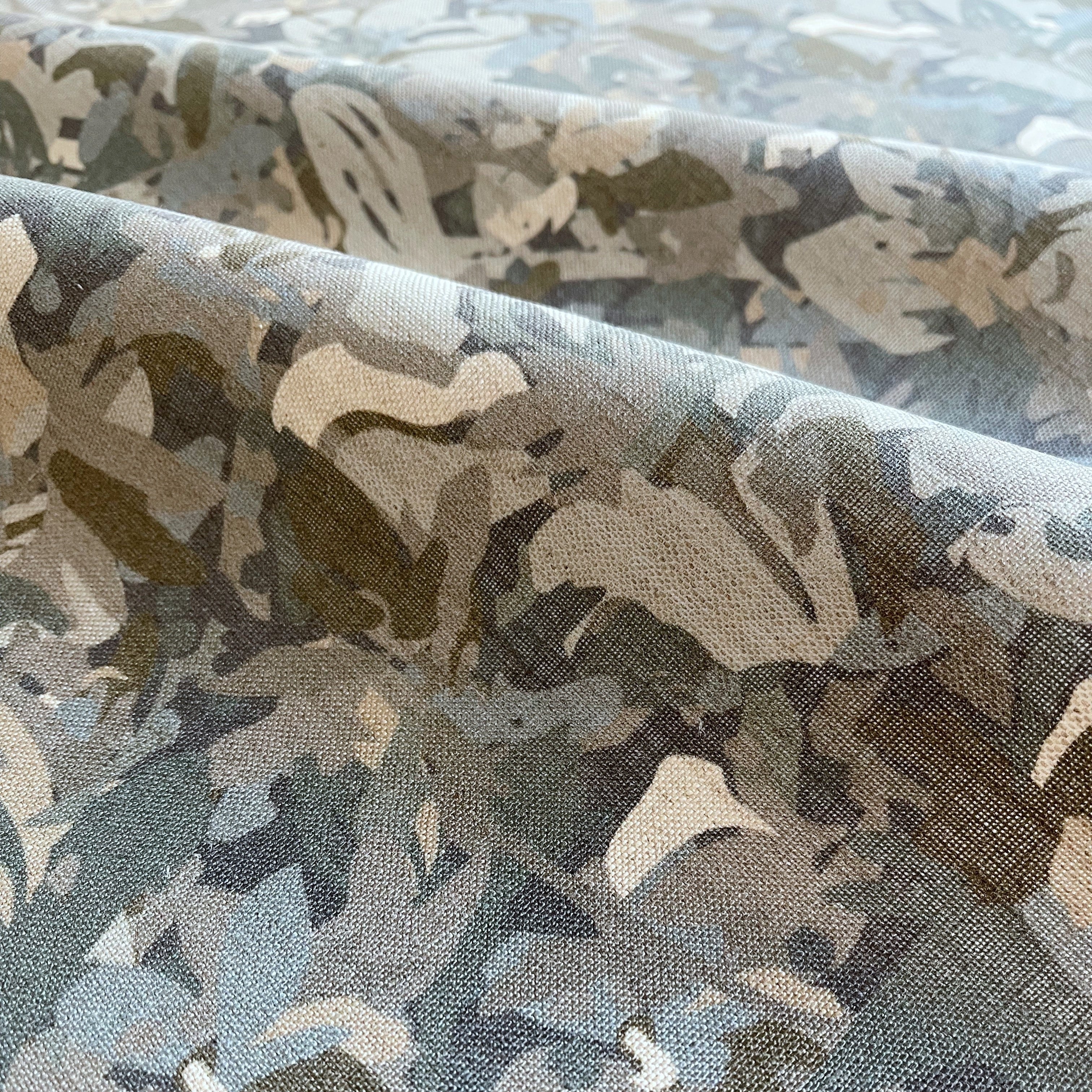 Thicket pillow in Shale – fabric detail showing botanical print and linen texture from Flora Collection