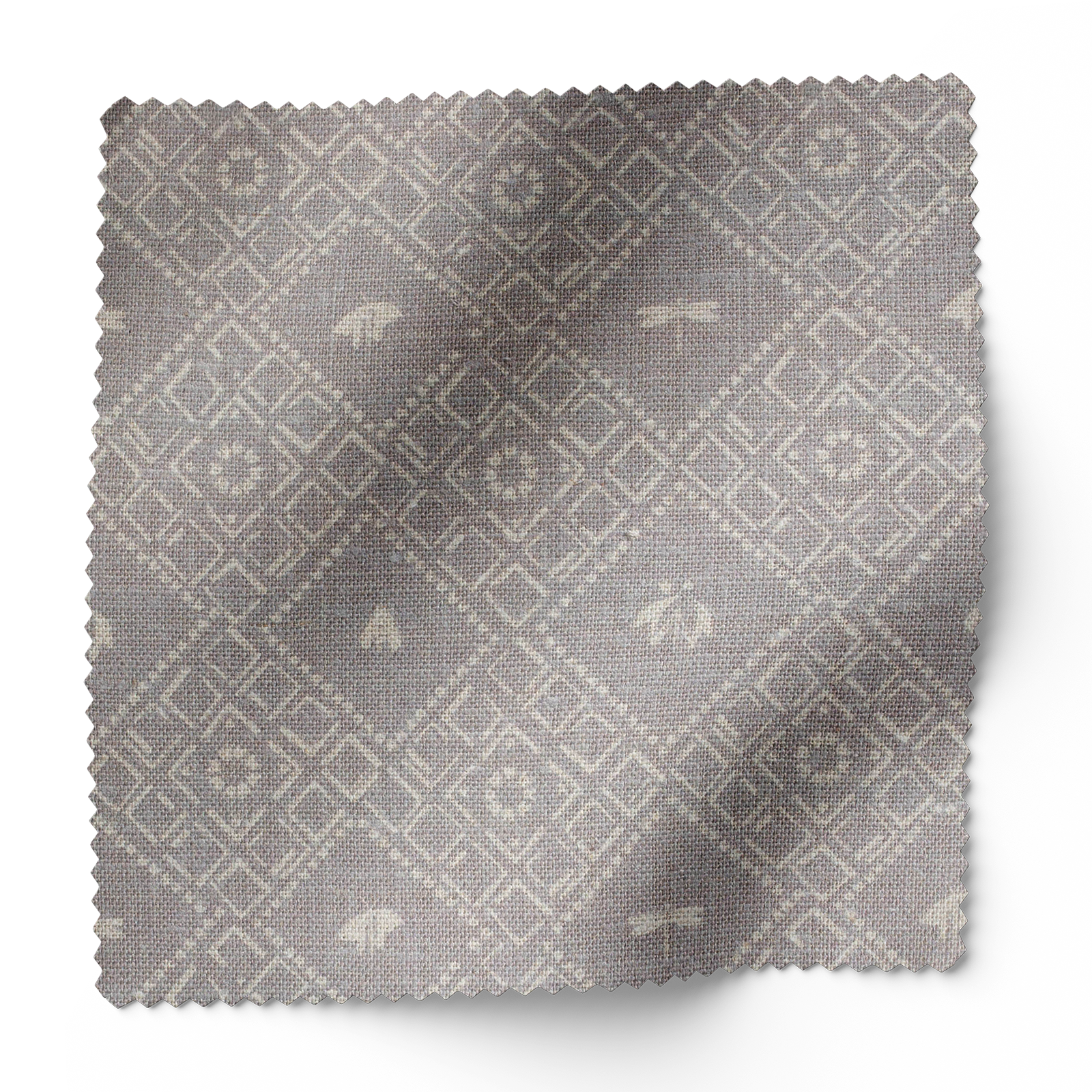 Americana fabric in Camomile by Emily Daws – forest-inspired swatch with dotted and organic motifs