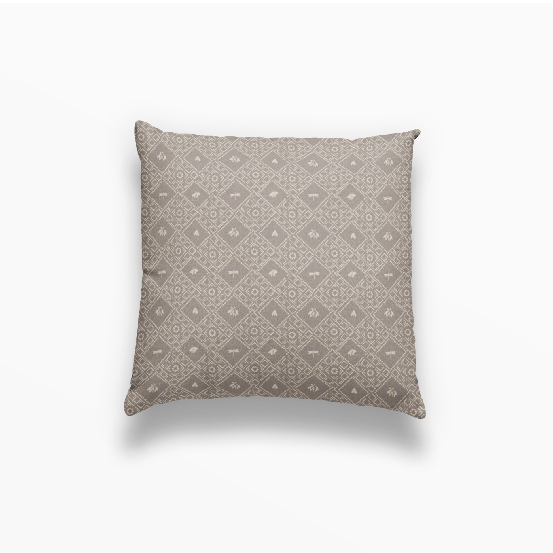 Americana pillow in Camomile by Emily Daws – square throw pillow with dotted or spotted woodland design