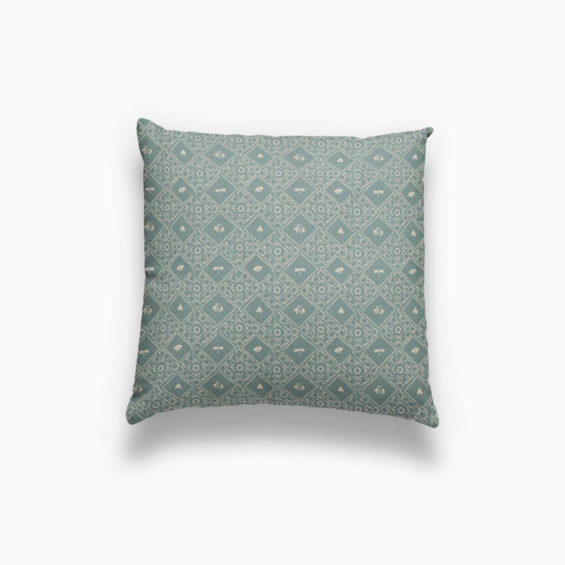 Americana pillow in Teal by Emily Daws – square throw pillow with dotted or spotted woodland design