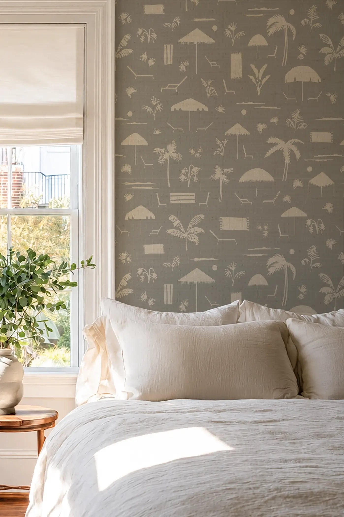 Folly Toile Grasscloth in Harbor