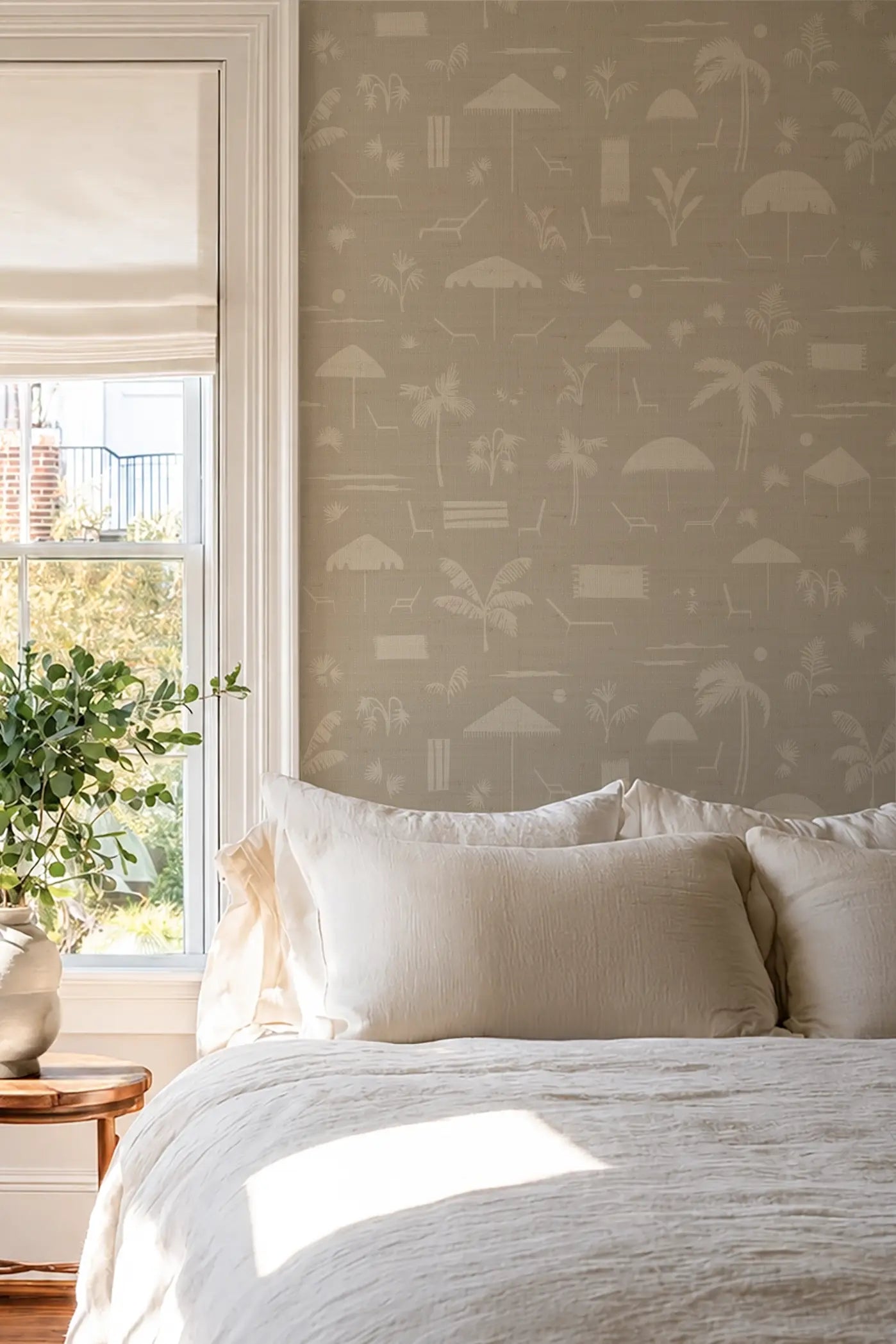 Folly Toile Grasscloth in Sand