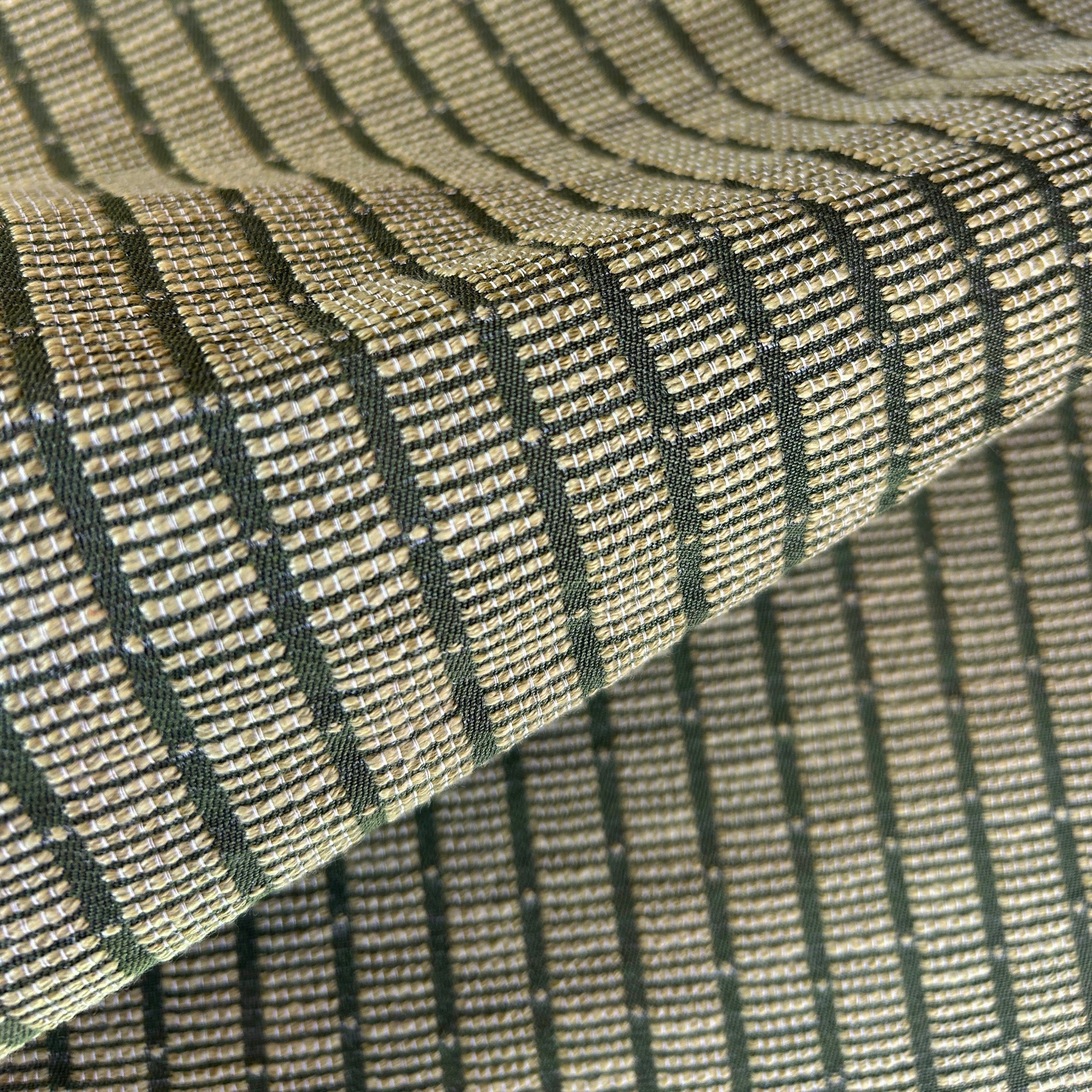 Jetty fabric in Palm by Emily Daws — close-up detail of woven upholstery fabric, Waterways Collection
