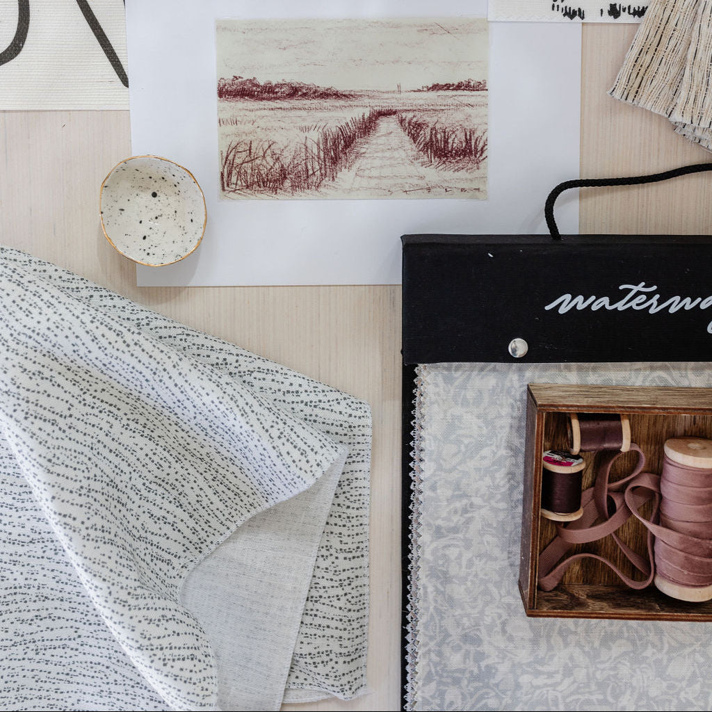 Harbor Ash fabric by Emily Daws — Waterways Collection, available by the yard for drapery and upholstery