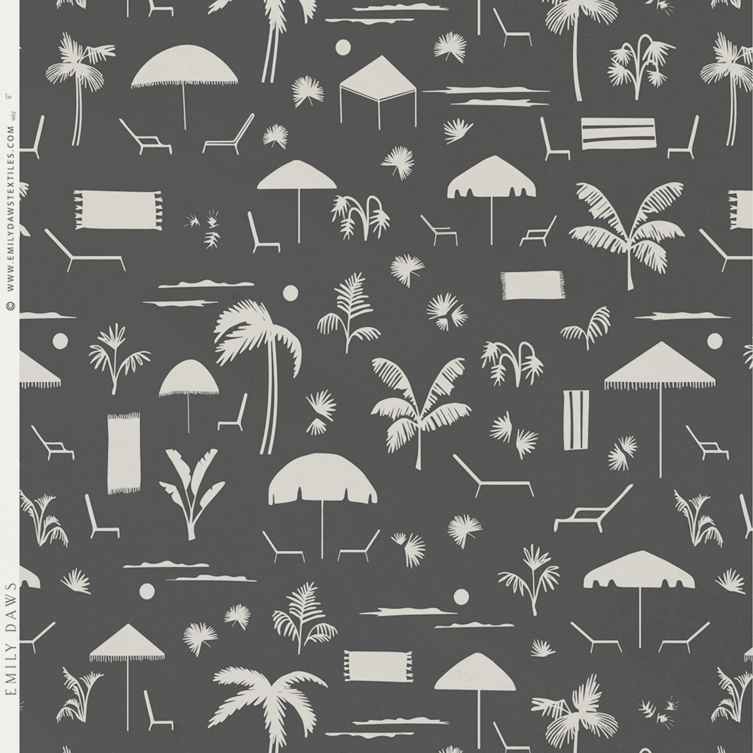 Folly Toile Grasscloth wallpaper in Storm by Emily Daws – product view of repeating motif for interior walls