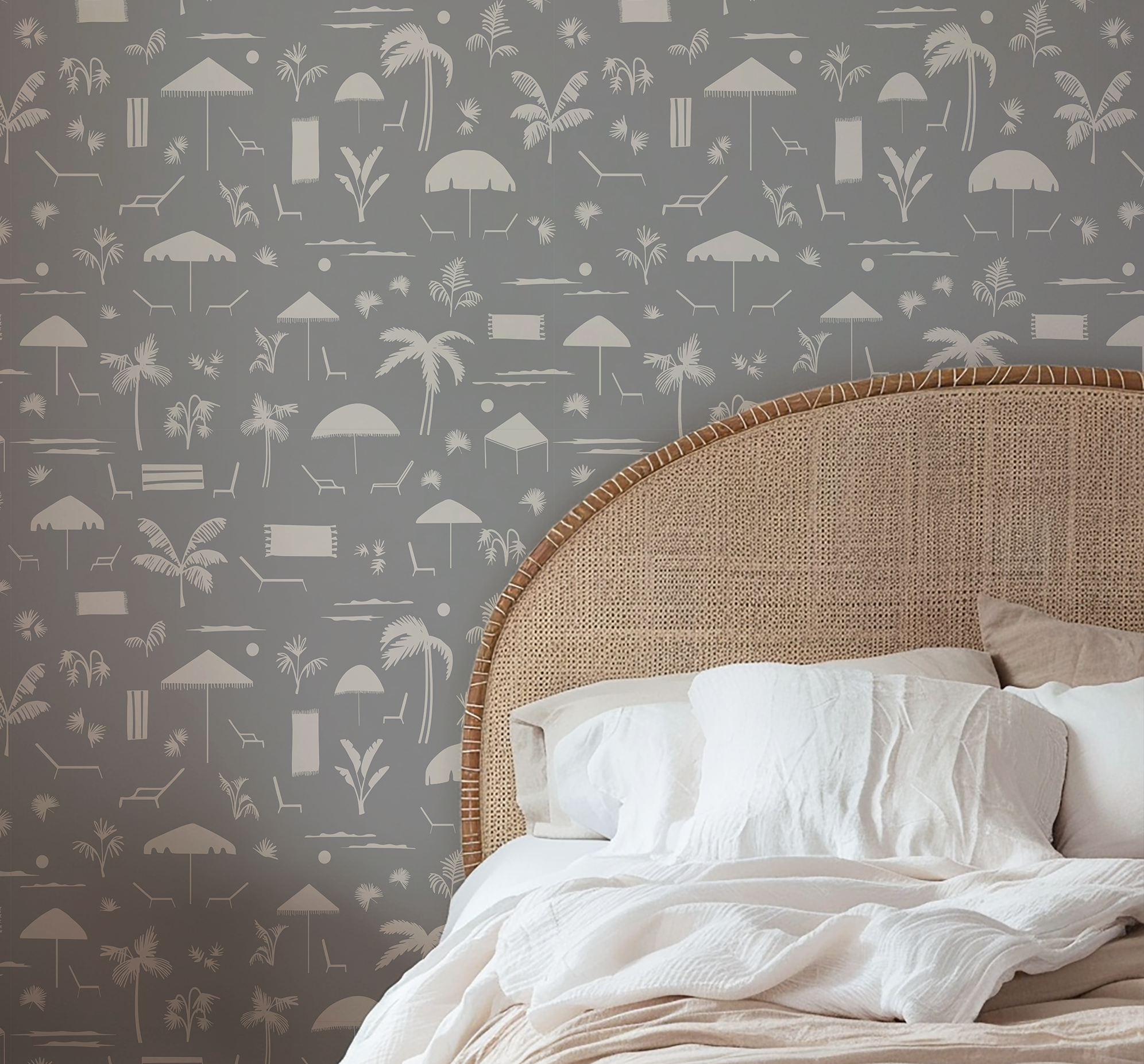 Folly Toile wallpaper in Harbor styled by Emily Daws – shown in a Charleston home entryway