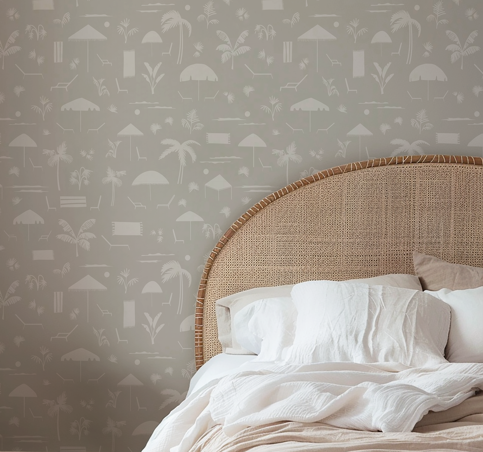 Folly Toile Wallpaper in Sand