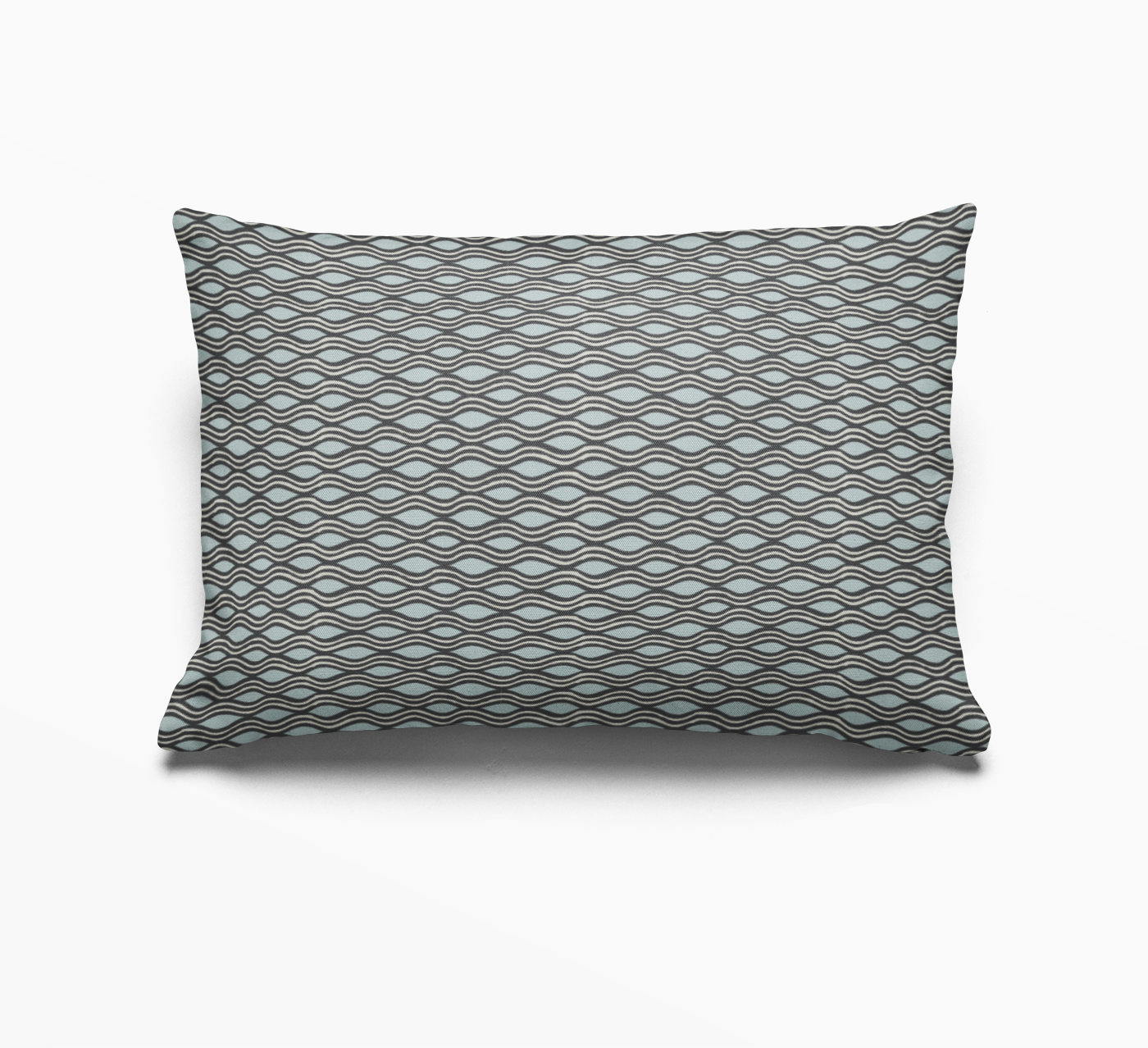 Inlet pillow in Shadow by Emily Daws – lumbar style for benches, sofas, or window seats in coastal homes