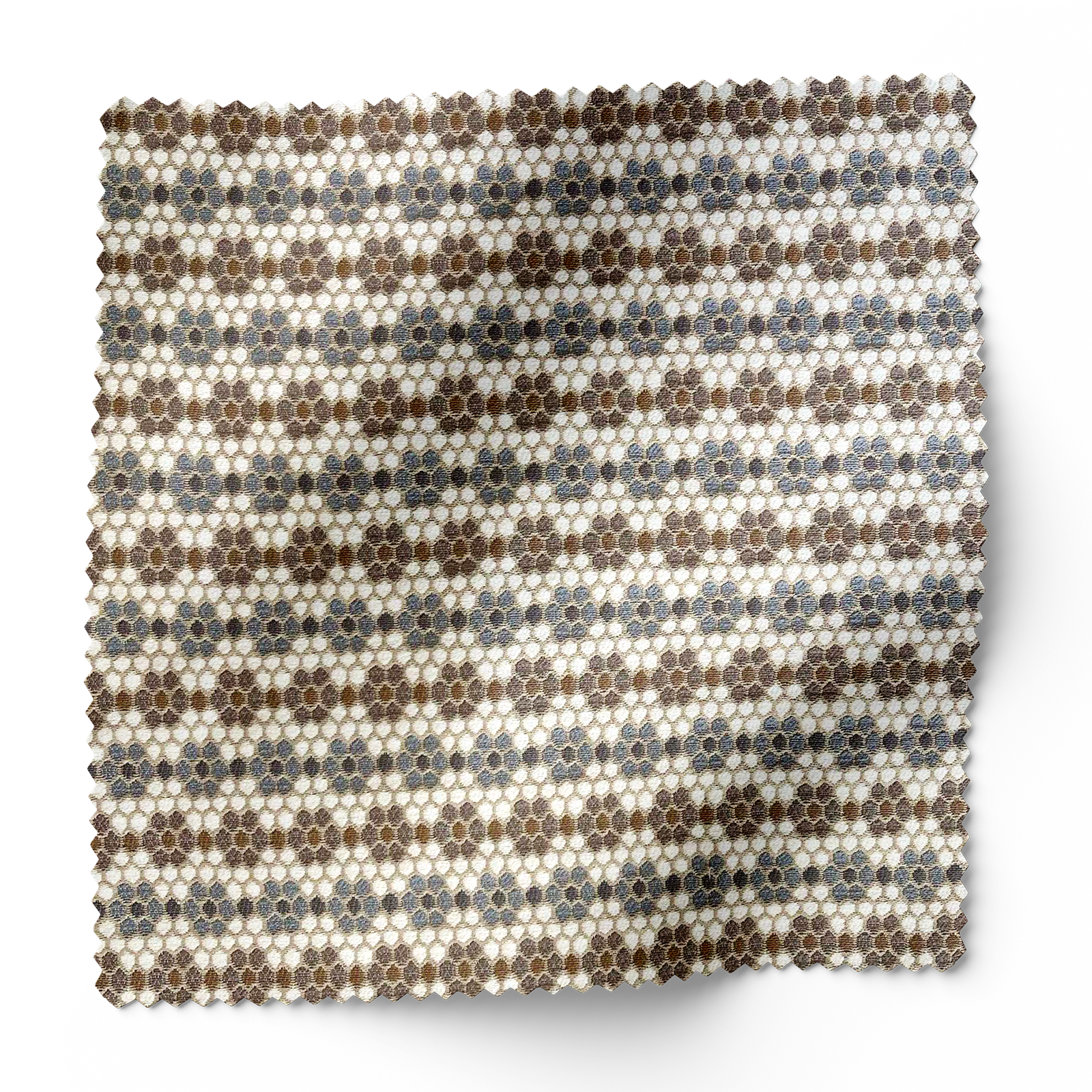 Nectar fabric in Raisin by Emily Daws – forest-inspired swatch with dotted and organic motifs