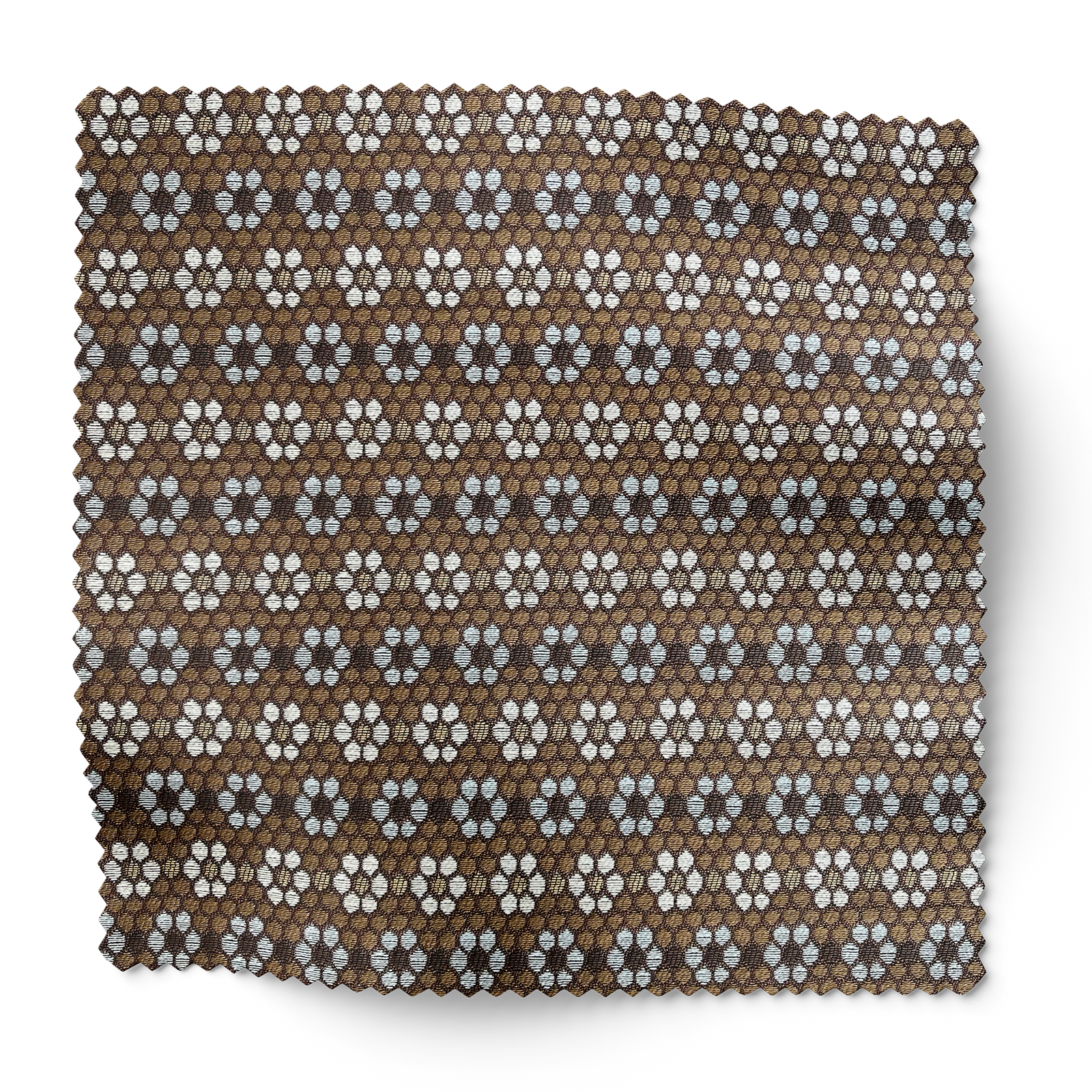 Nectar fabric in Walnut by Emily Daws – forest-inspired swatch with dotted and organic motifs