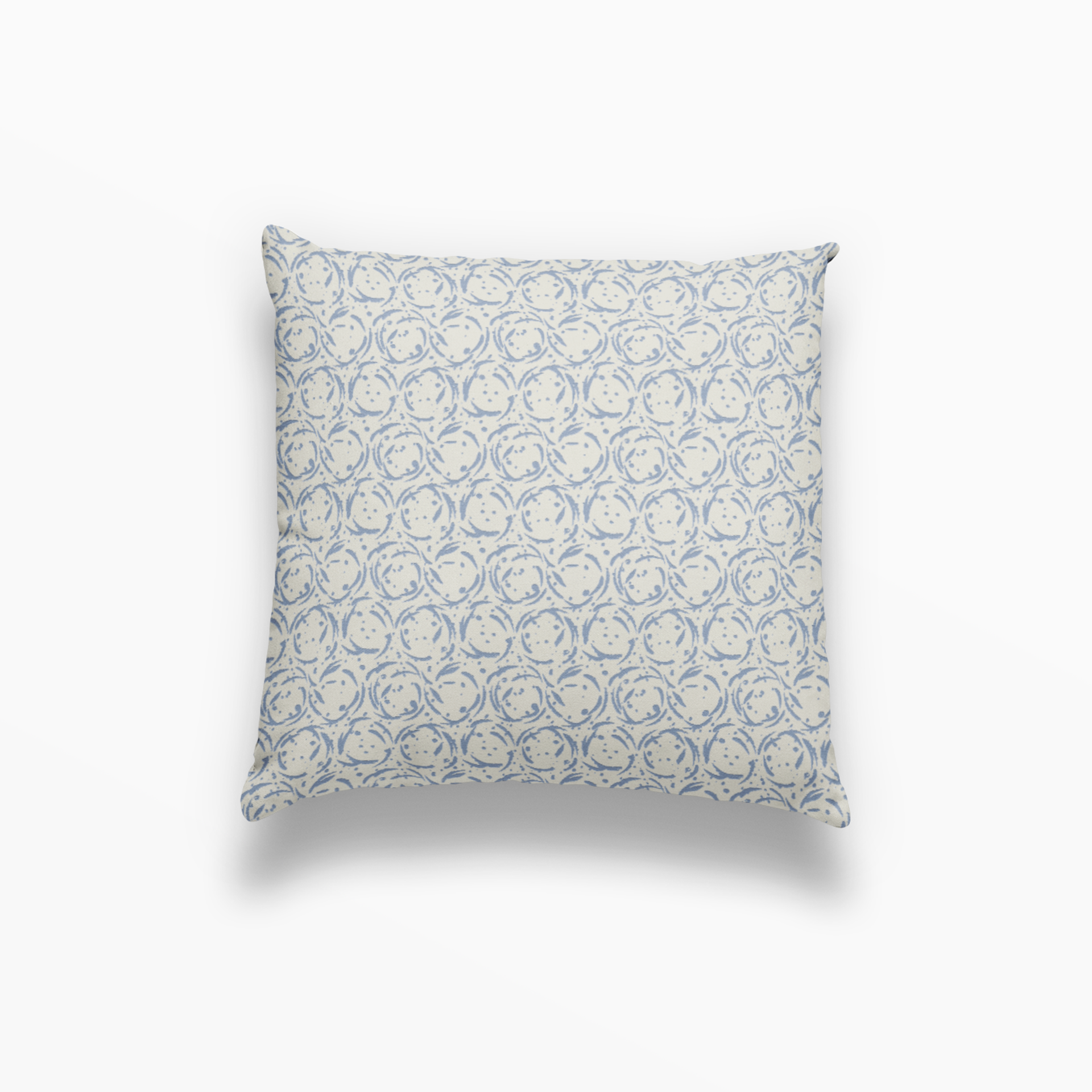 Nest pillow in Raindrop by Emily Daws – square throw pillow with dotted or spotted woodland design