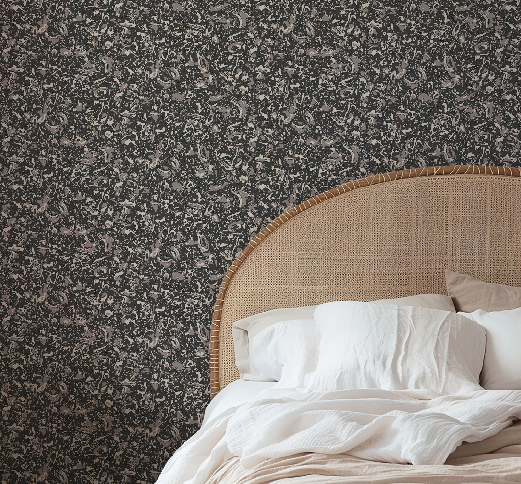 River Reef wallpaper in Coal styled by Emily Daws – shown in a Charleston home entryway