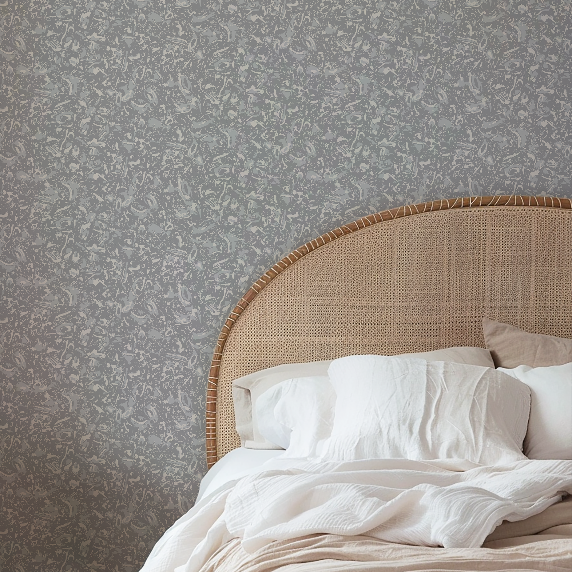 River Reef wallpaper in Heron styled by Emily Daws – shown in a Charleston home entryway