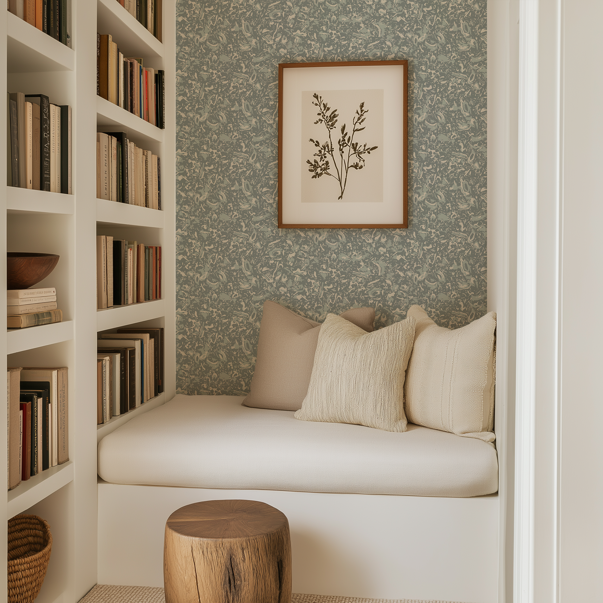 River Reef wallpaper in Ocean styled by Emily Daws – shown in a Charleston home entryway