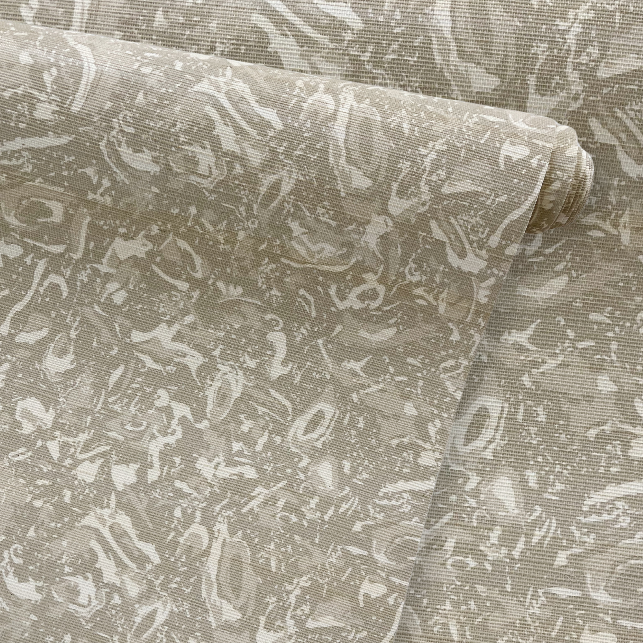 River Reef wallpaper in Natural by Emily Daws – product view of repeating motif for interior walls
