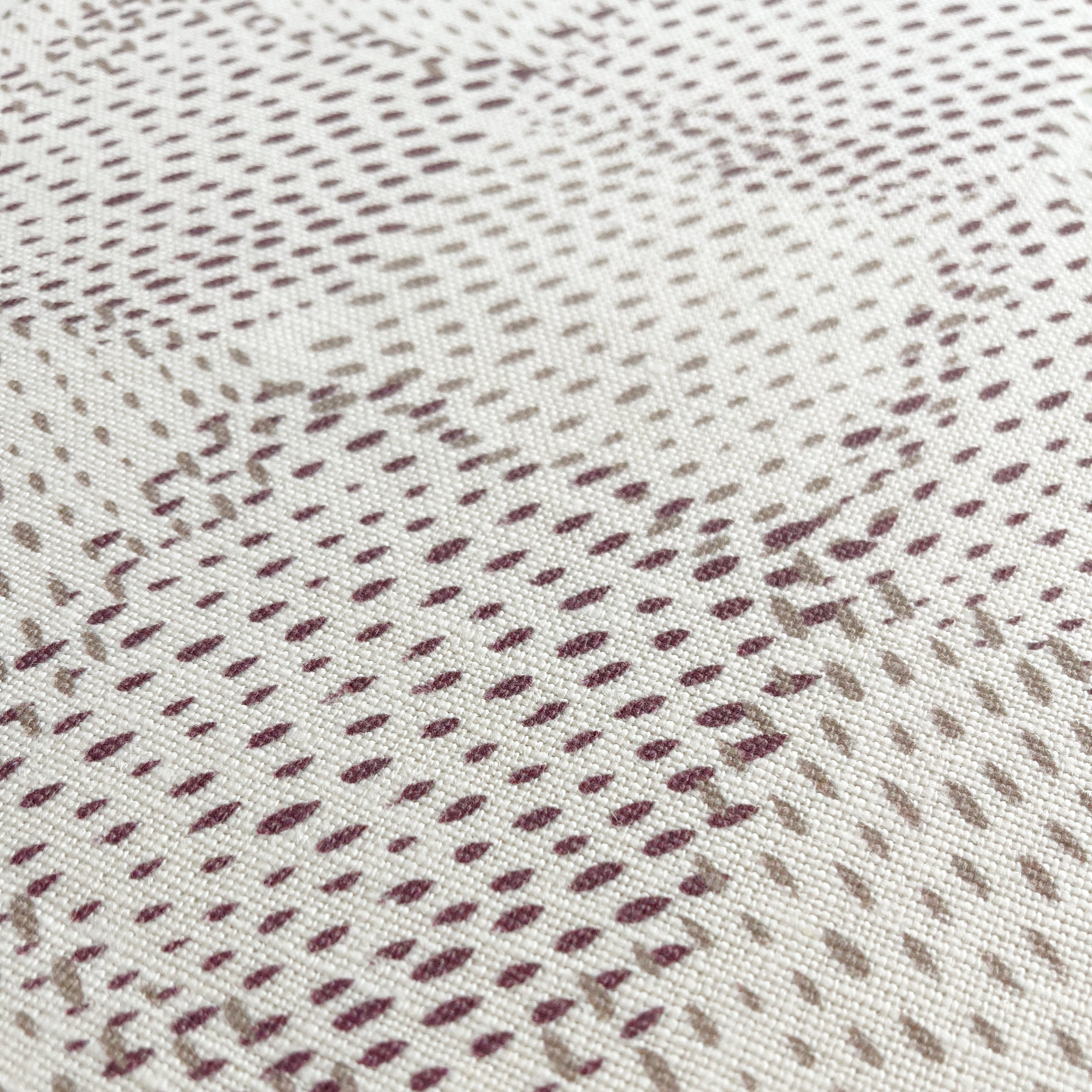 Speckled Check fabric in Sorbet by Emily Daws — close-up detail of Belgian linen, Fauna Collection
