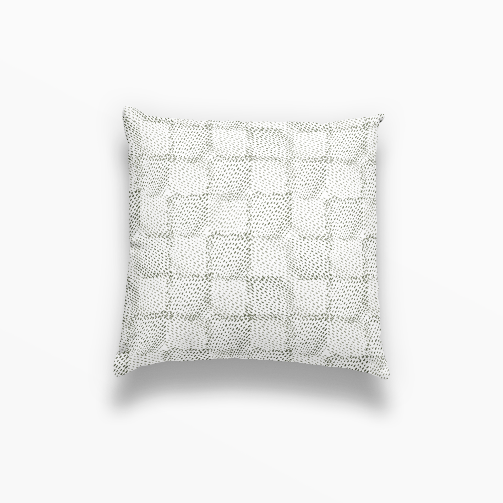 Speckled Check pillow in Cactus by Emily Daws – square throw pillow with dotted or spotted woodland design