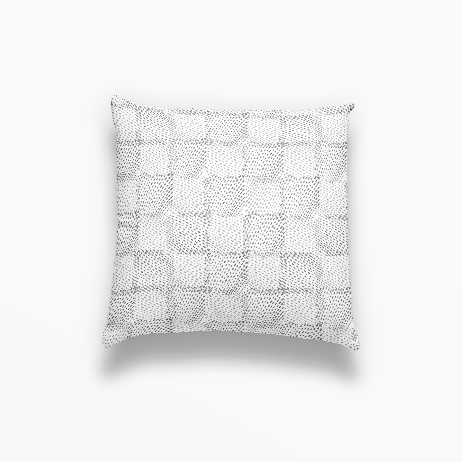 Speckled Check pillow in Charcoal by Emily Daws – square throw pillow with dotted or spotted woodland design