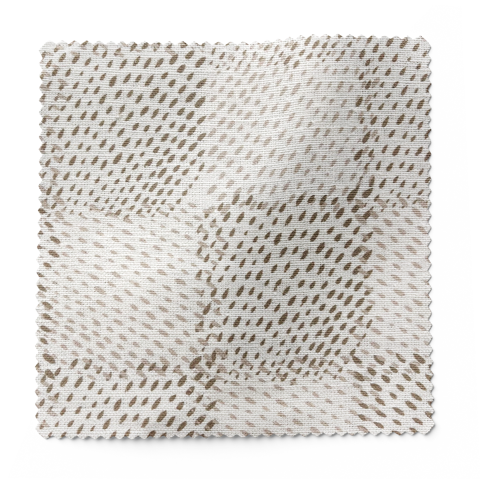 Speckled Check fabric in Oak by Emily Daws – forest-inspired swatch with dotted and organic motifs