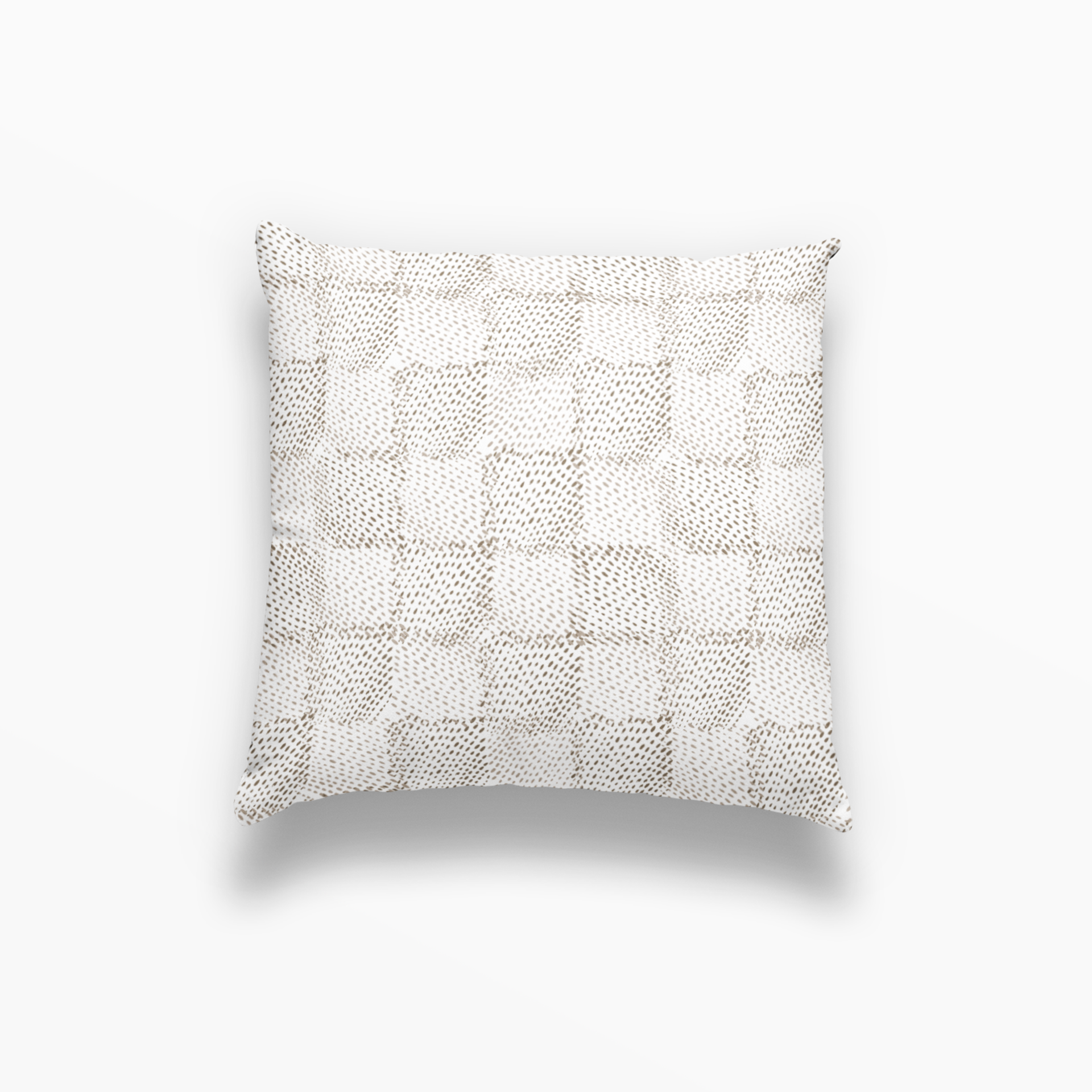 Speckled Check pillow in Oak by Emily Daws – square throw pillow with dotted or spotted woodland design