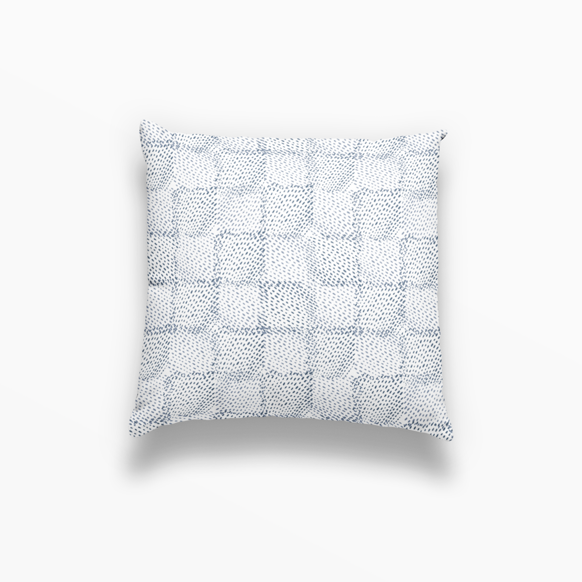 Speckled Check pillow in Topaz by Emily Daws – square throw pillow with dotted or spotted woodland design