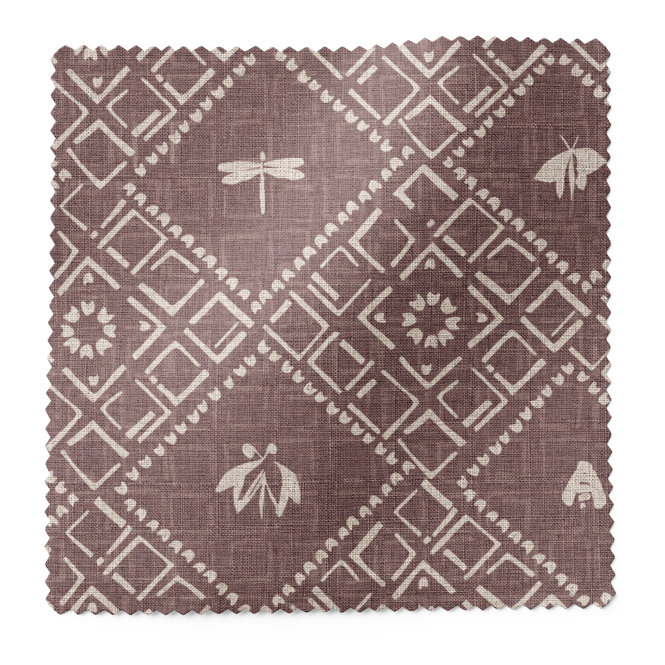 Americana fabric swatch in Orchid by Emily Daws — 6x6 Belgian linen sample, Fauna Collection