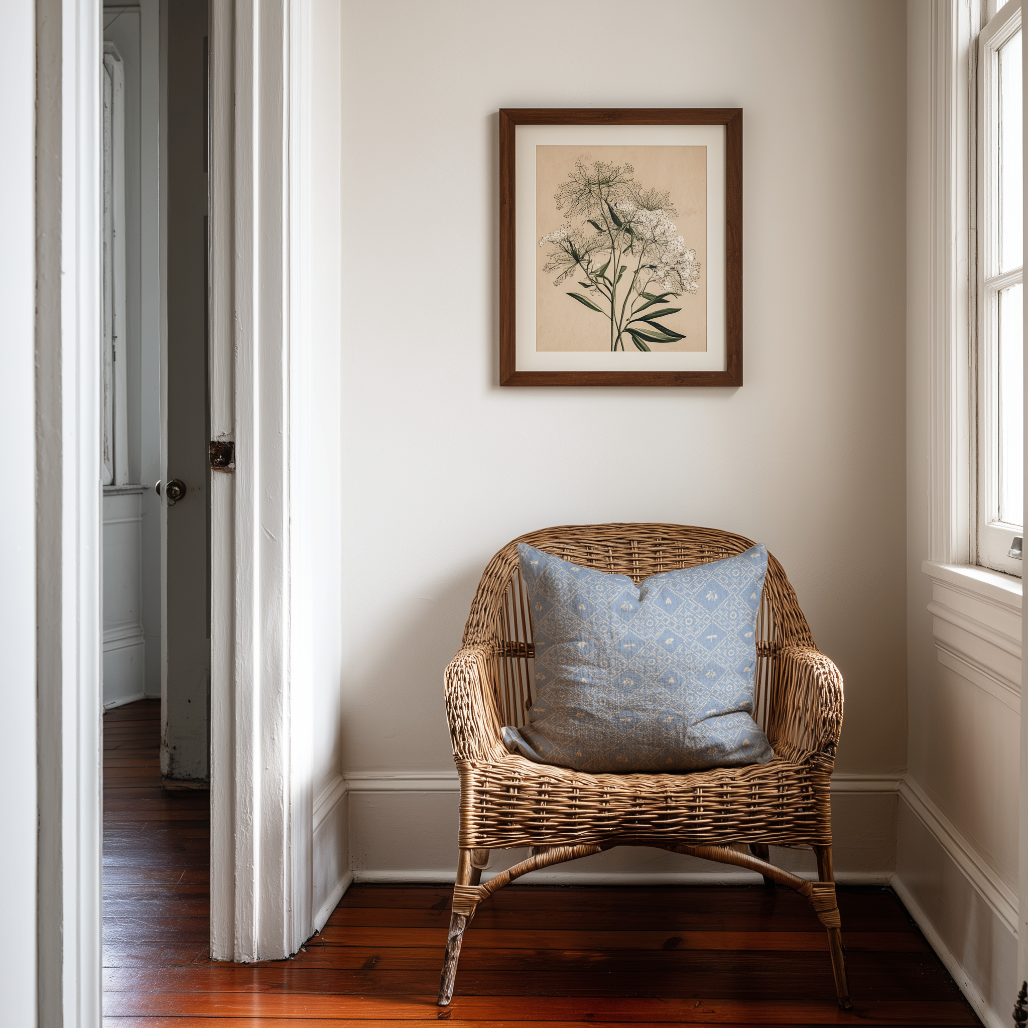 Americana fabric in Cornflower by Emily Daws styled in an interior — Fauna Collection