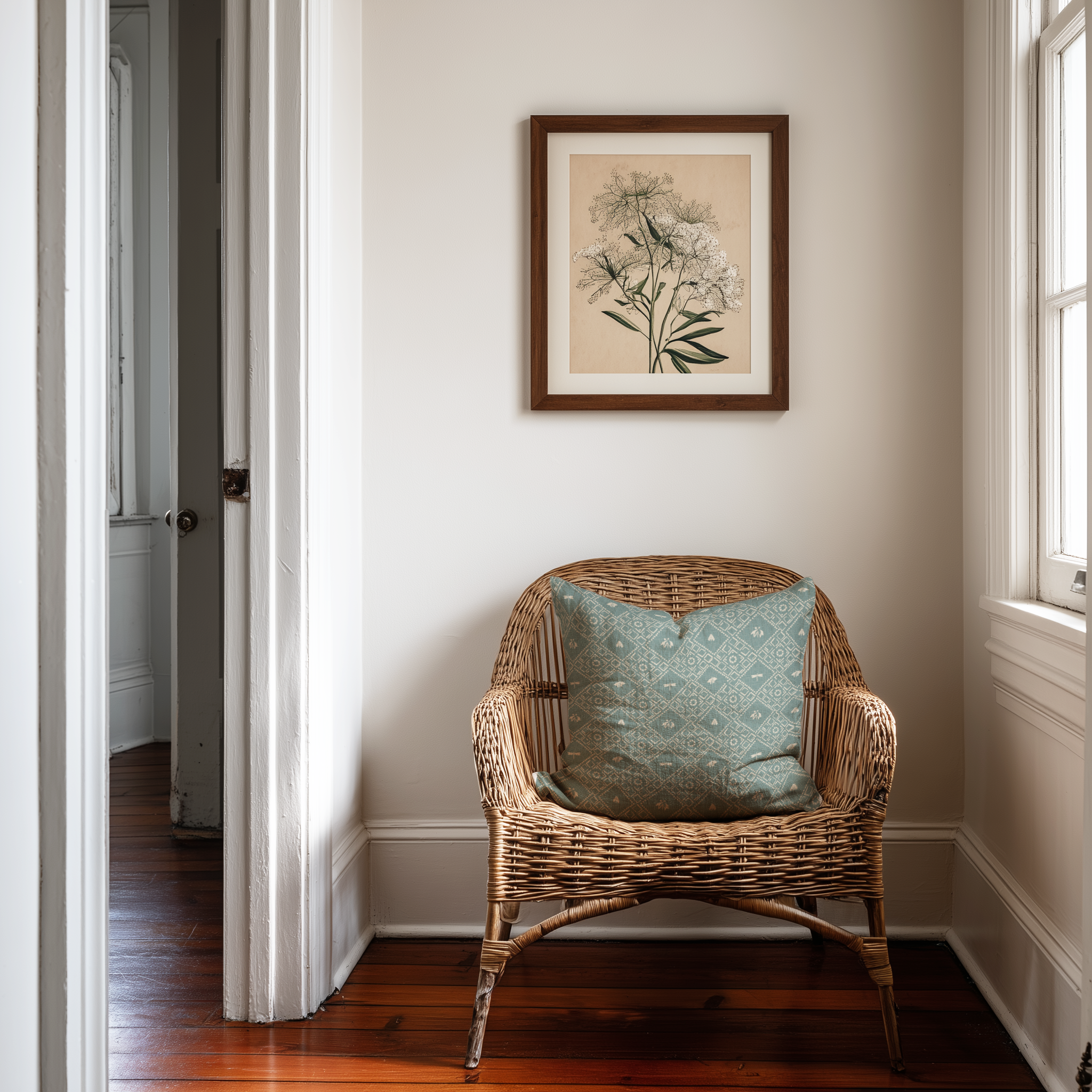 Americana fabric in Teal by Emily Daws styled in an interior — Fauna Collection