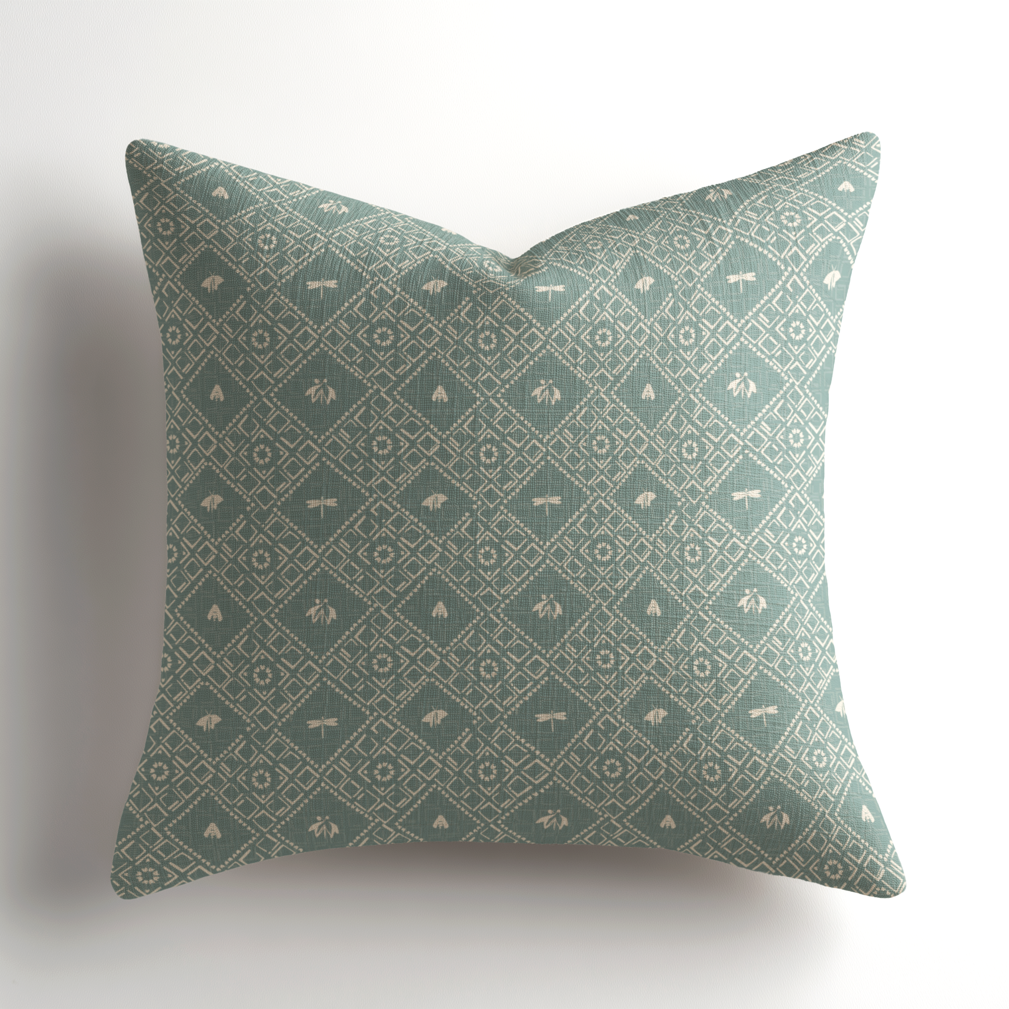 Emily Daws handcrafted throw pillow in Americana Teal, a Charleston-made, small-batch designer throw pillow created for layered, high-end luxury interiors.