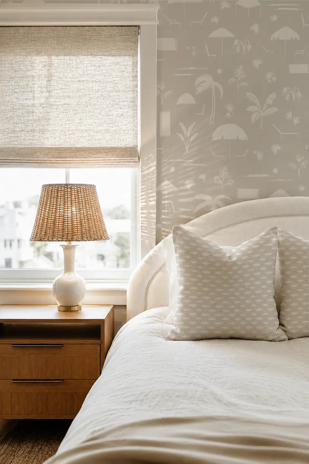 Folly Toile Wallpaper in Sand