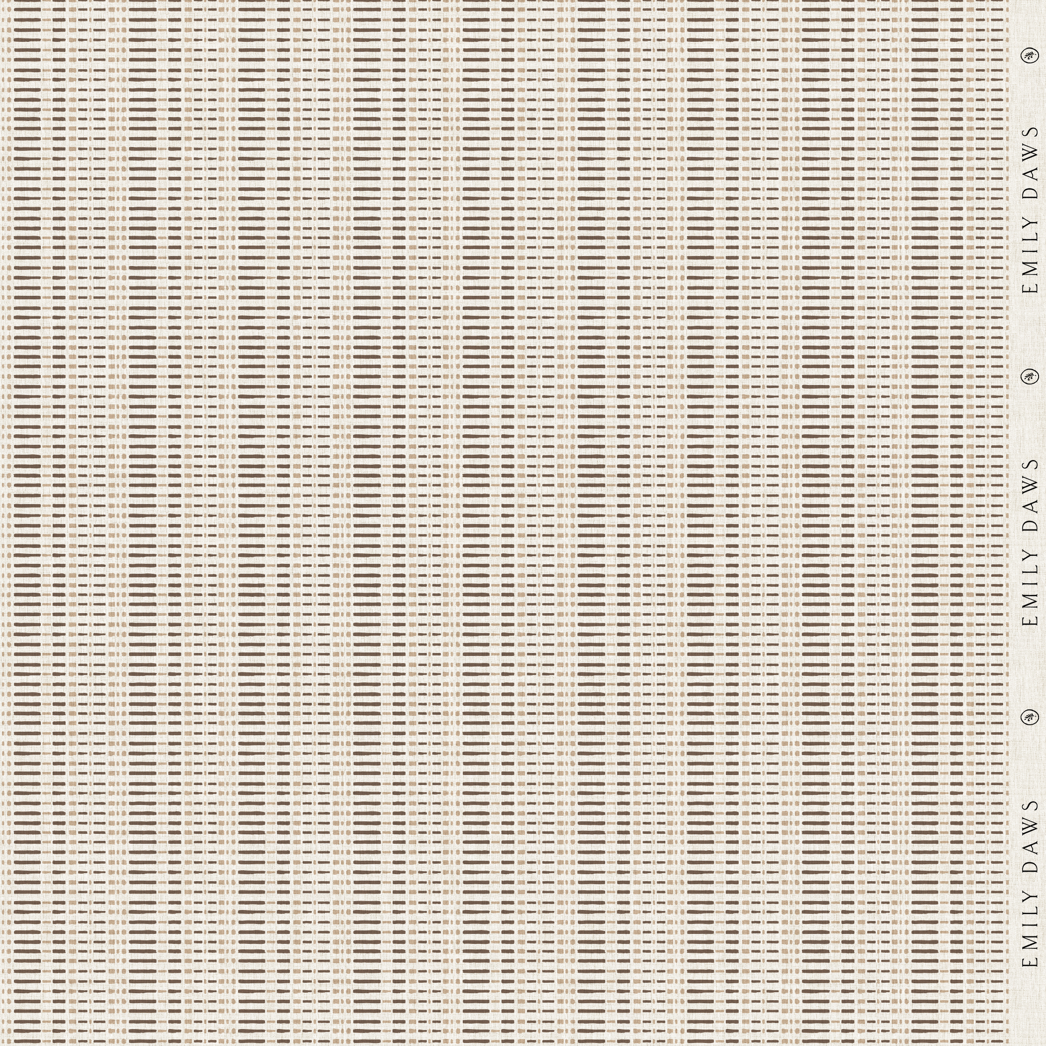 birch mink fabric by emily daws featuring warm taupe botanical pattern on natural linen by the yard