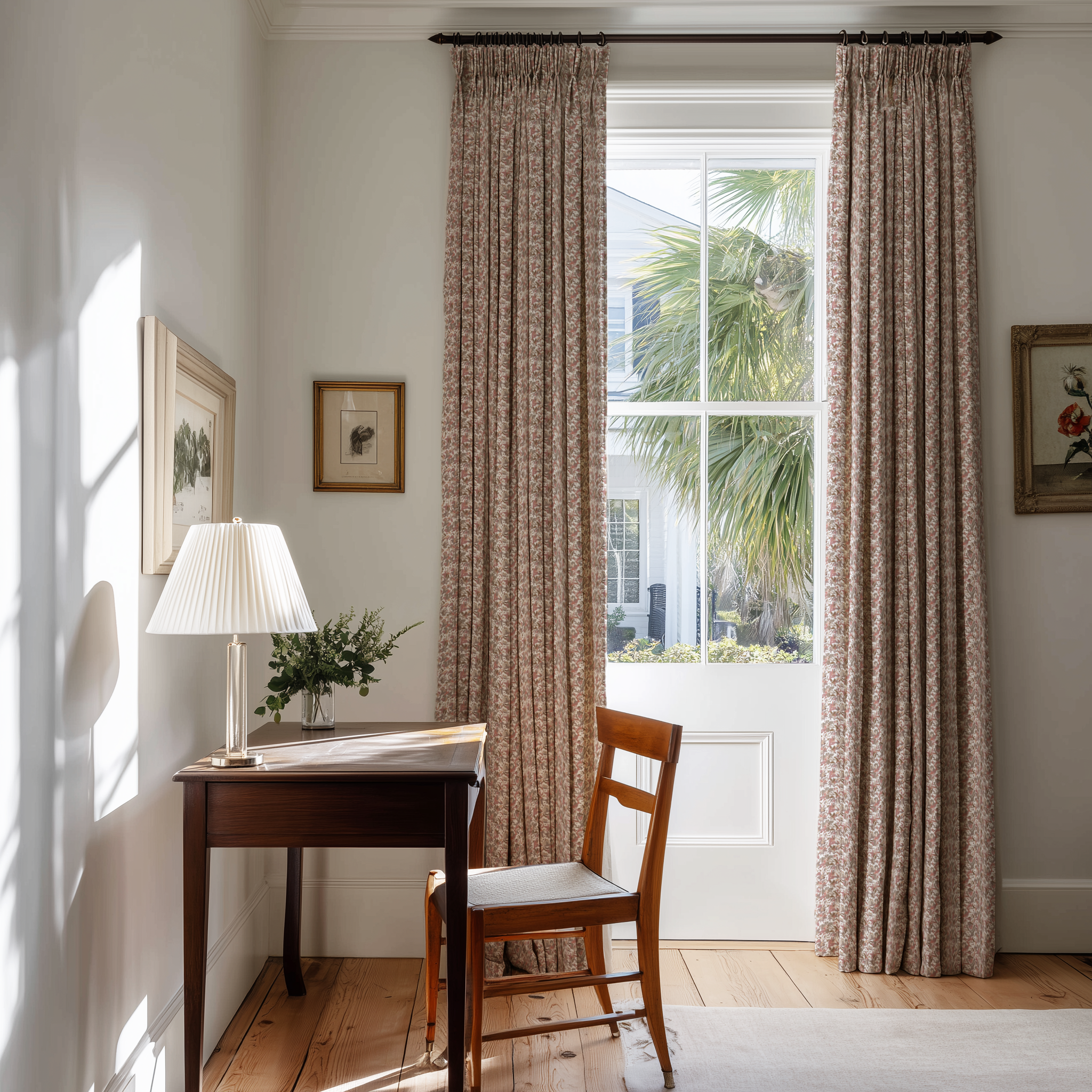 Eden fabric in Azalea by Emily Daws styled in an interior — Flora Collection