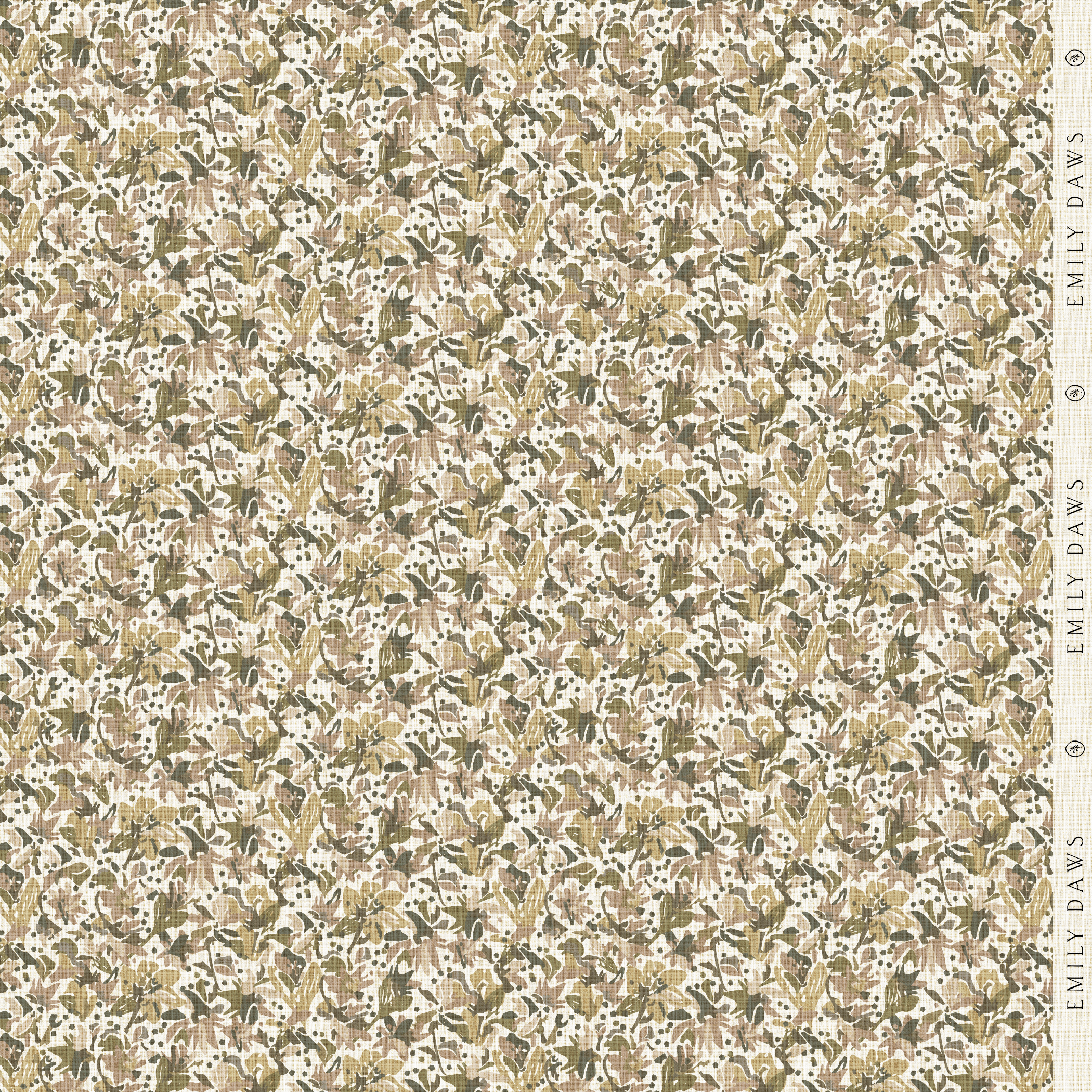 eden fabric in sandalwood close-up of linen texture and leafy pattern perfect for patterned sofas by emily daws