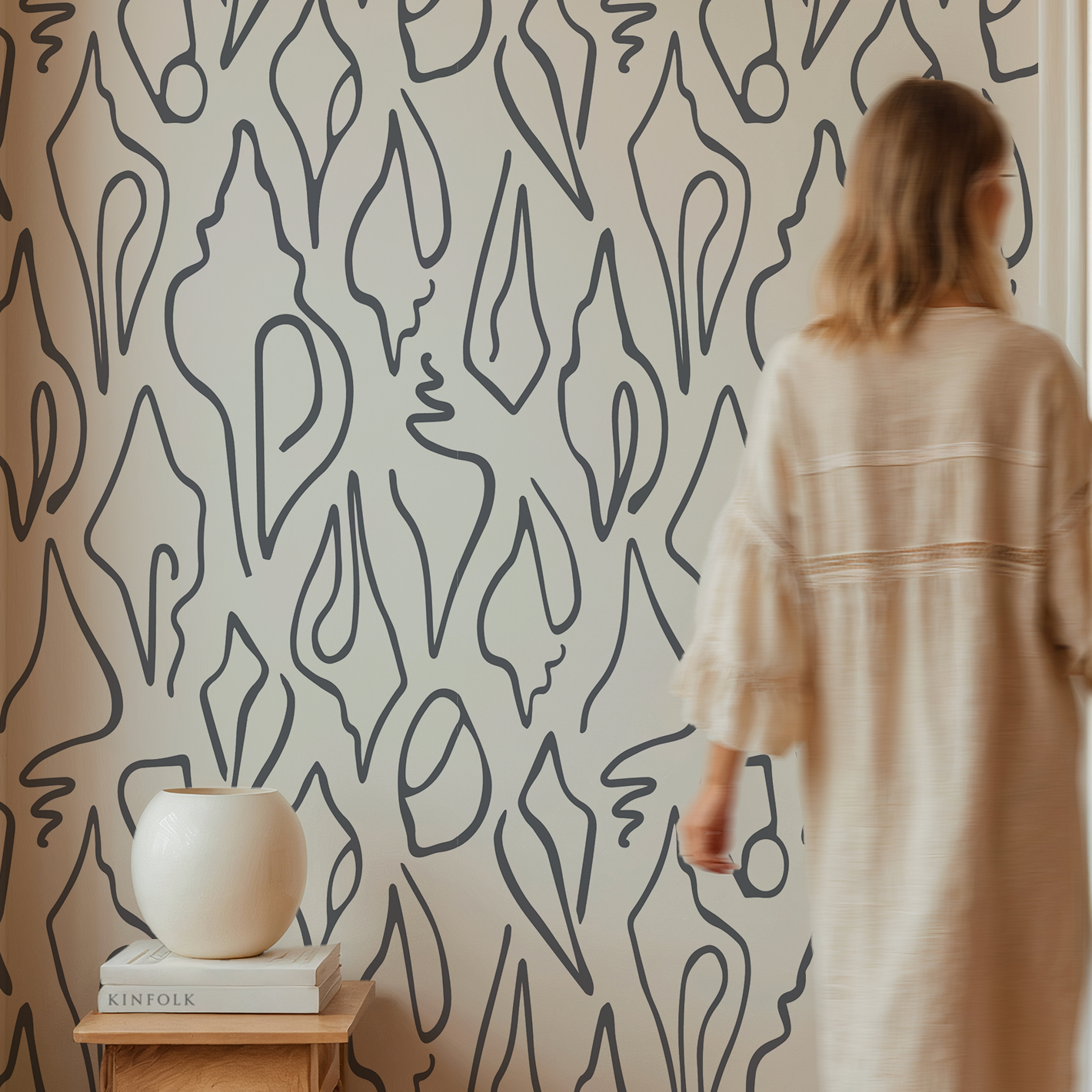 Bespoke smooth wallpaper by Emily Daws, crafted on clay-coated paper for artful, refined interior design projects.