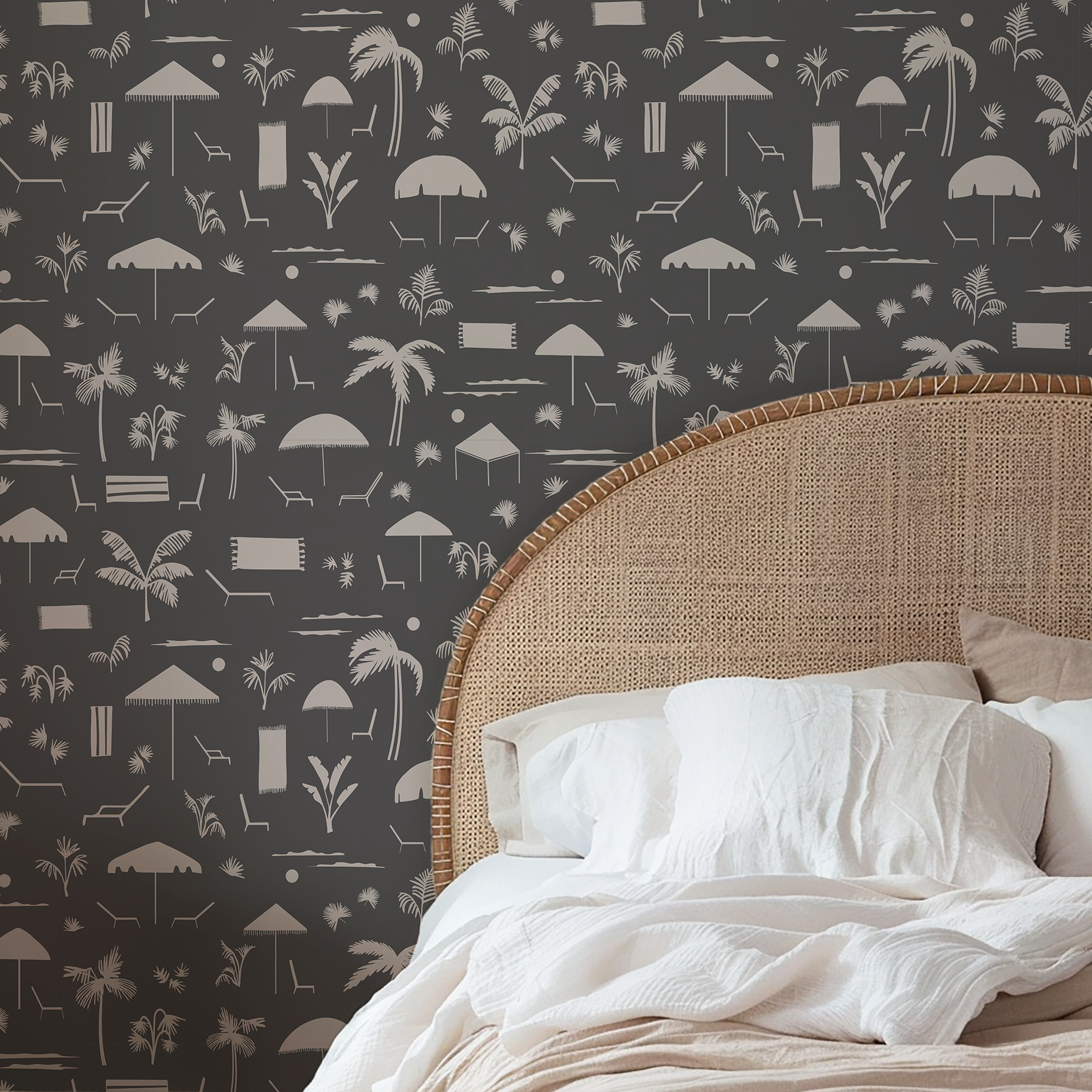 Folly Toile Grasscloth wallpaper in Storm styled by Emily Daws – shown in a Charleston home entryway