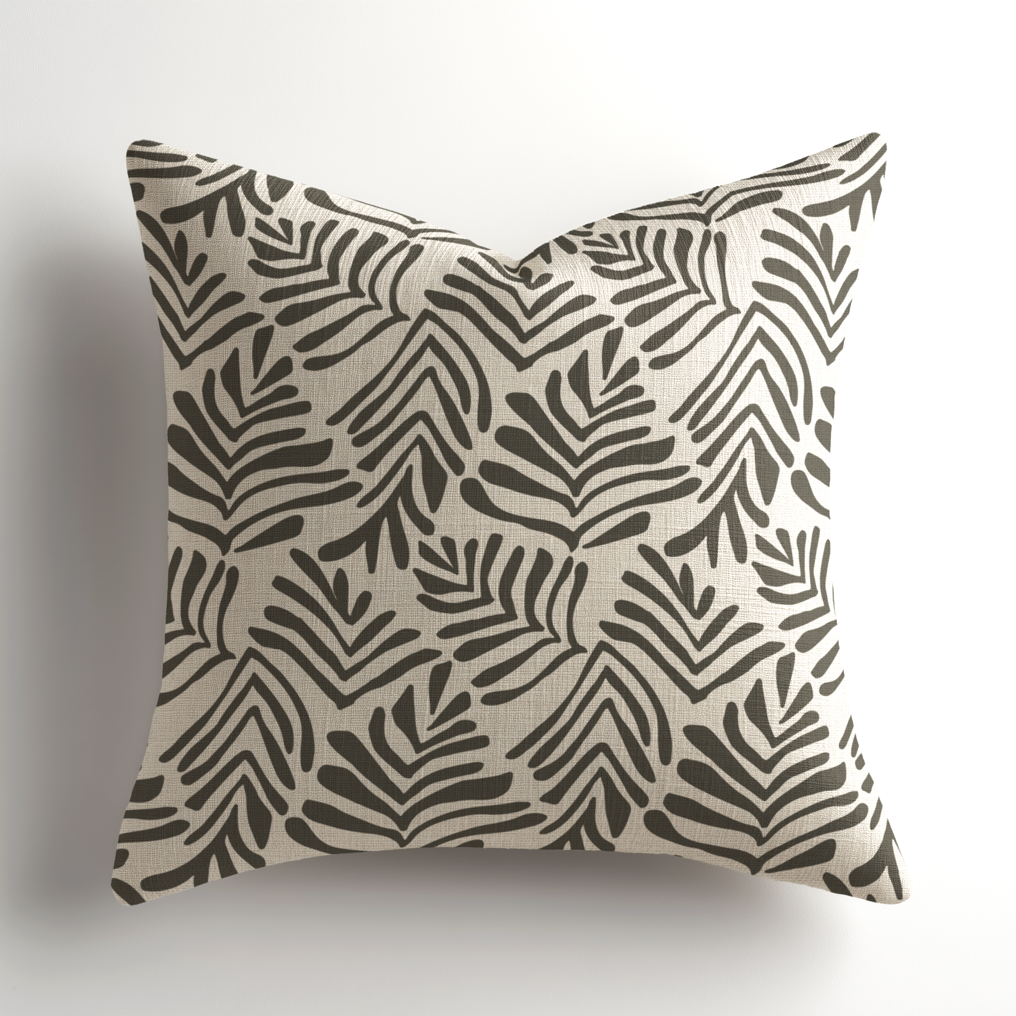 Premium artful accent pillow in Frond Crow by Emily Daws, a small-batch, Charleston-made designer throw pillow crafted for luxury interiors and professional designers.