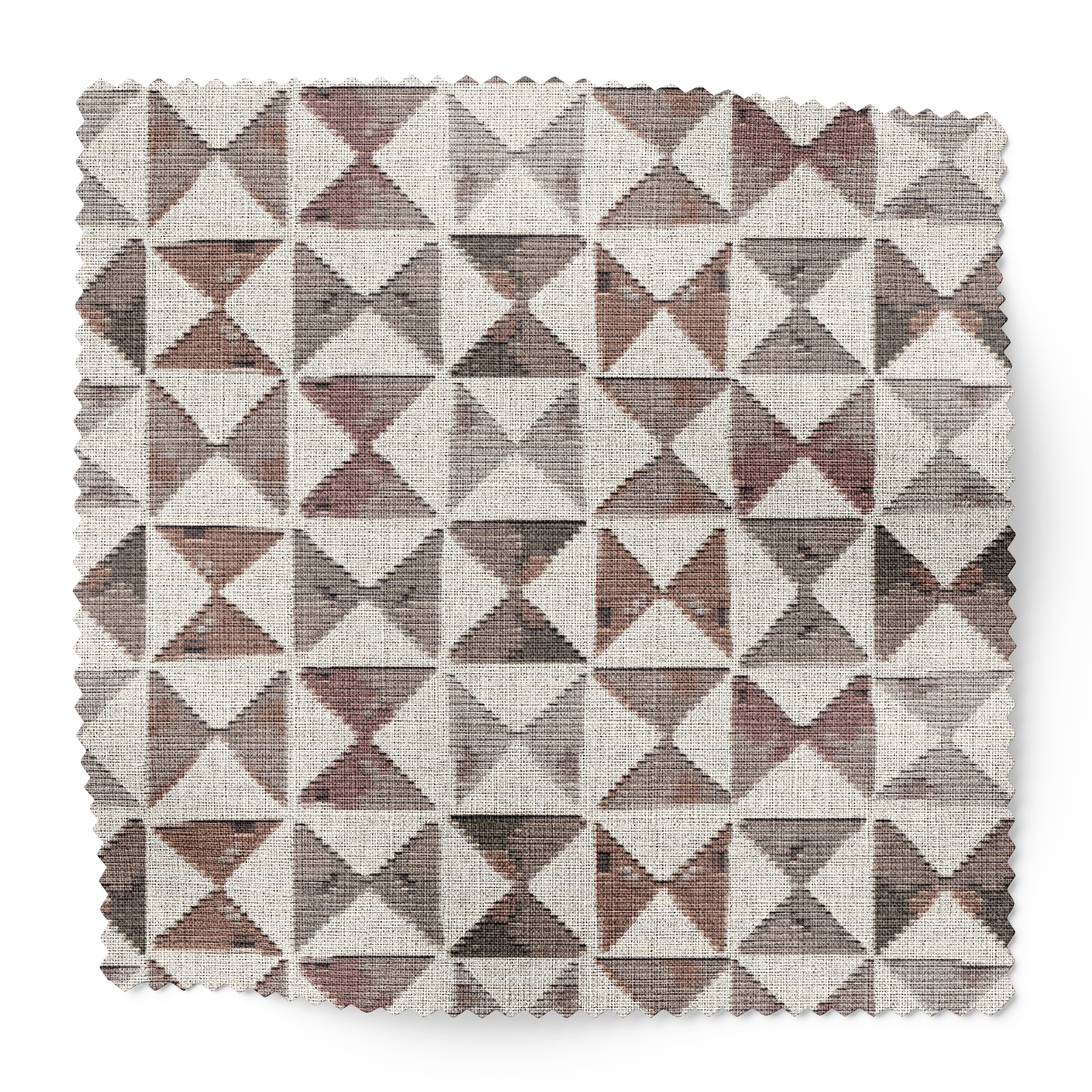 Kaleidoscope fabric swatch in Cranberry by Emily Daws — 6x6 Belgian linen sample, Fauna Collection