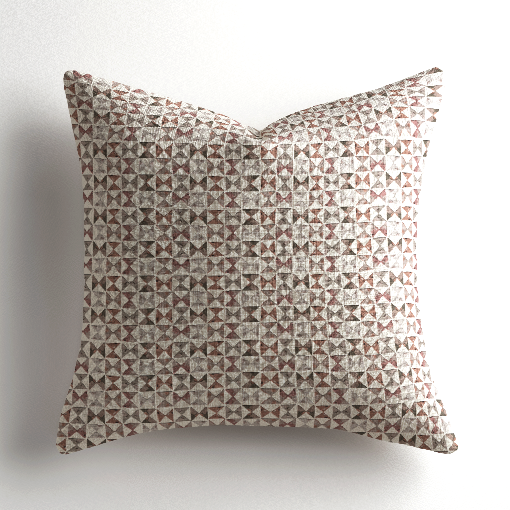 Premium throw pillow by Emily Daws showcasing the Kaleidoscope pattern in Cranberry, a made-in-the-USA handcrafted throw pillow ideal for elevated interior design.