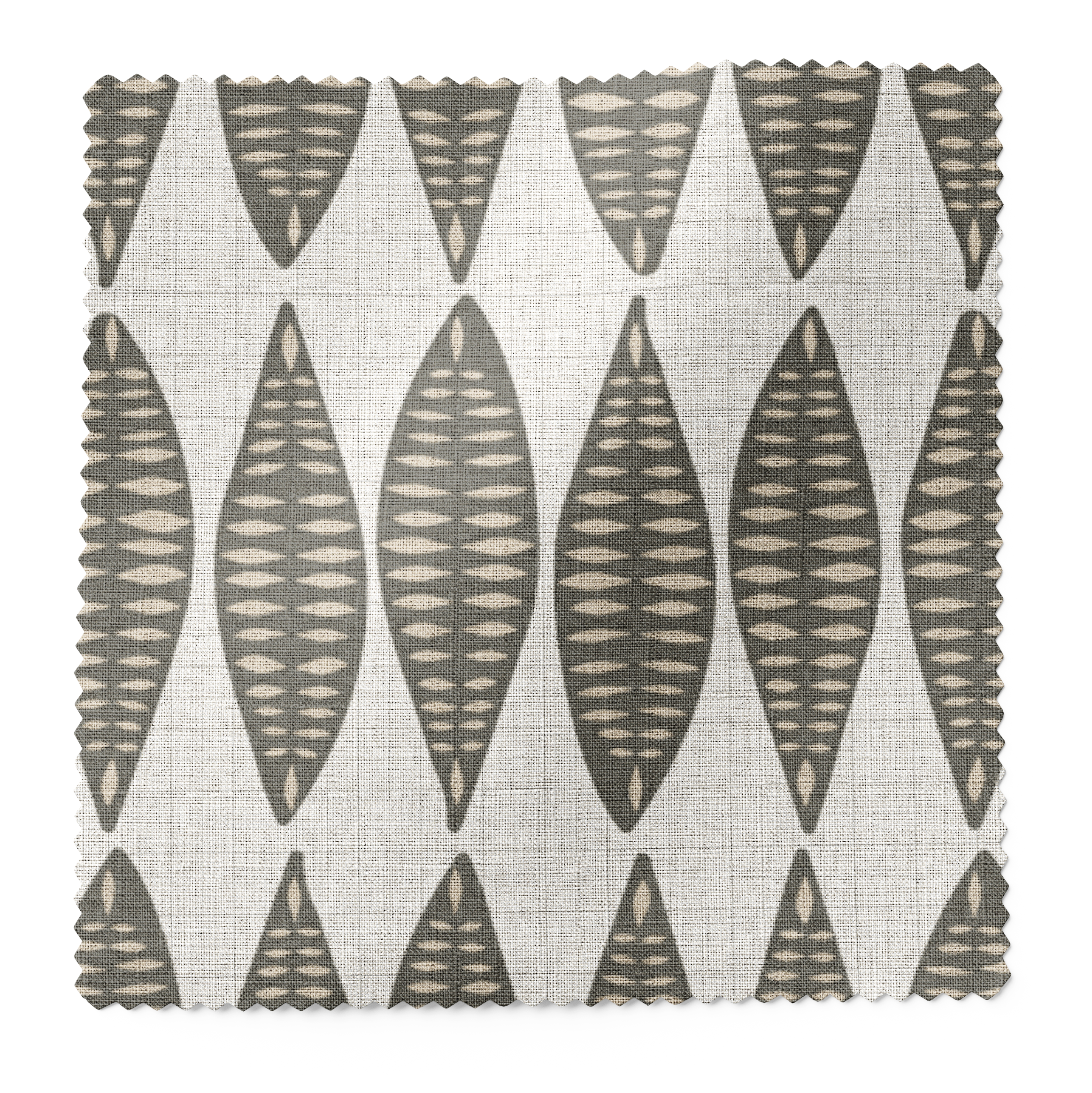 Leaflette fabric swatch in Peppercorn by Emily Daws — 6x6 Belgian linen sample, Flora Collection