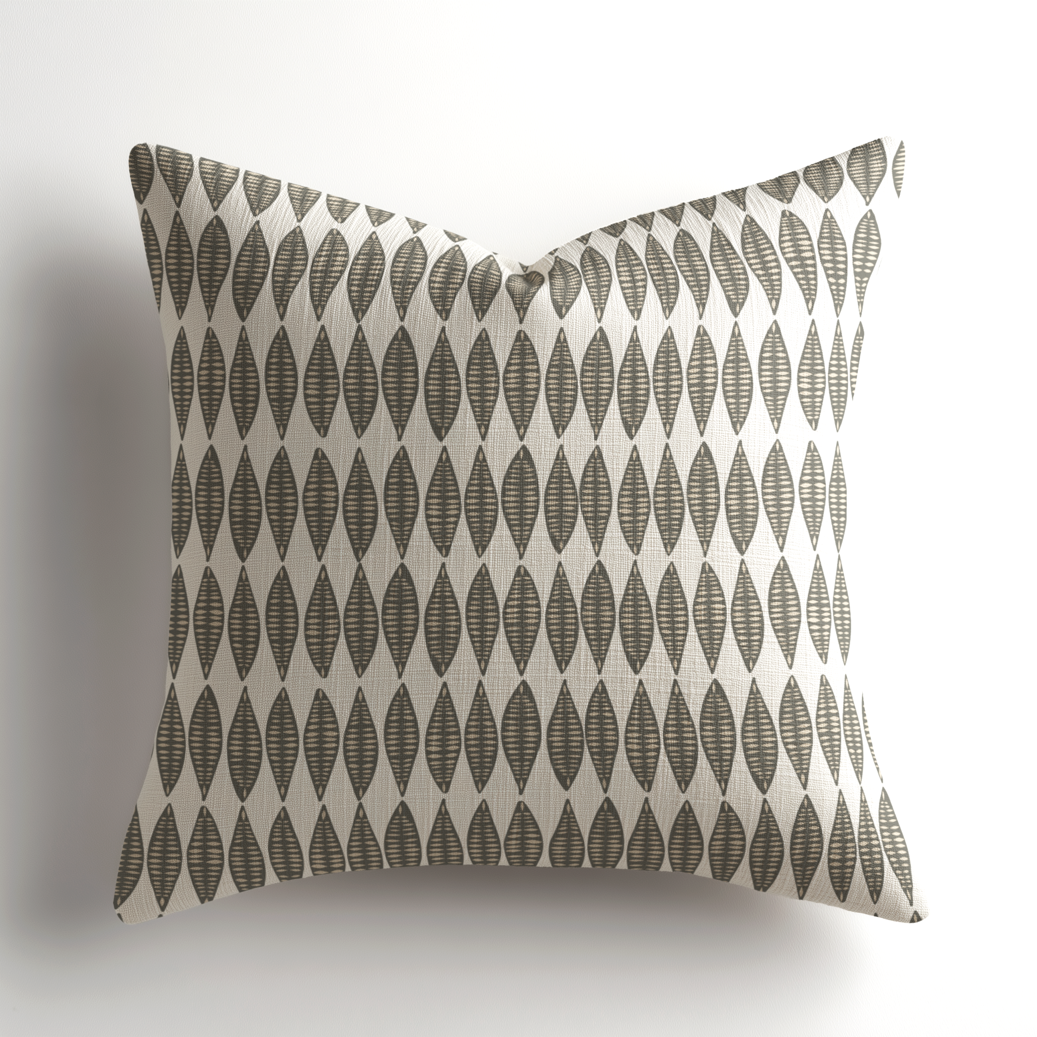 Emily Daws handcrafted throw pillow in Leaflette Peppercorn, a Charleston-made, small-batch designer throw pillow created for layered, high-end luxury interiors.