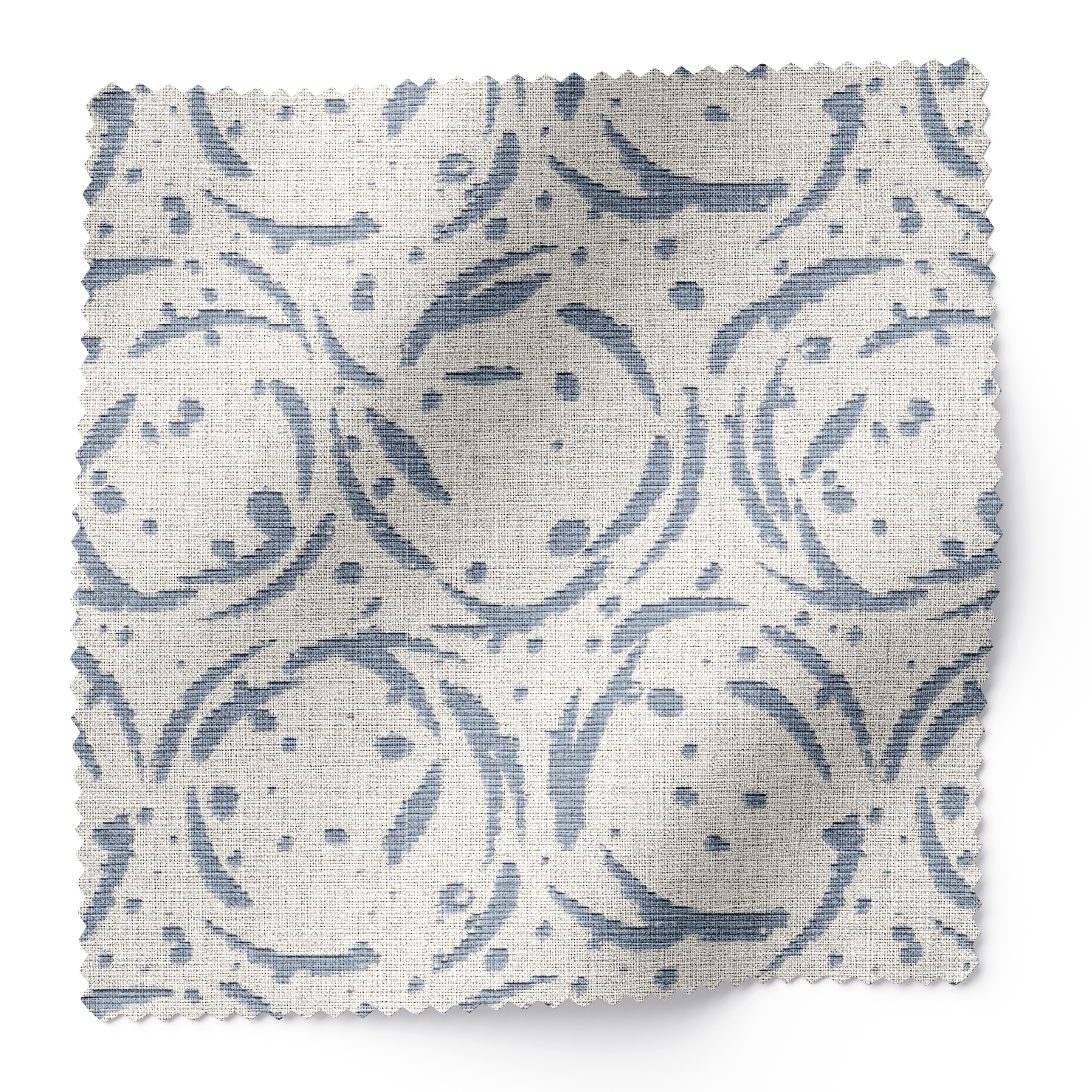 Nest fabric swatch in Raindrop by Emily Daws — 6x6 Belgian linen sample, Fauna Collection