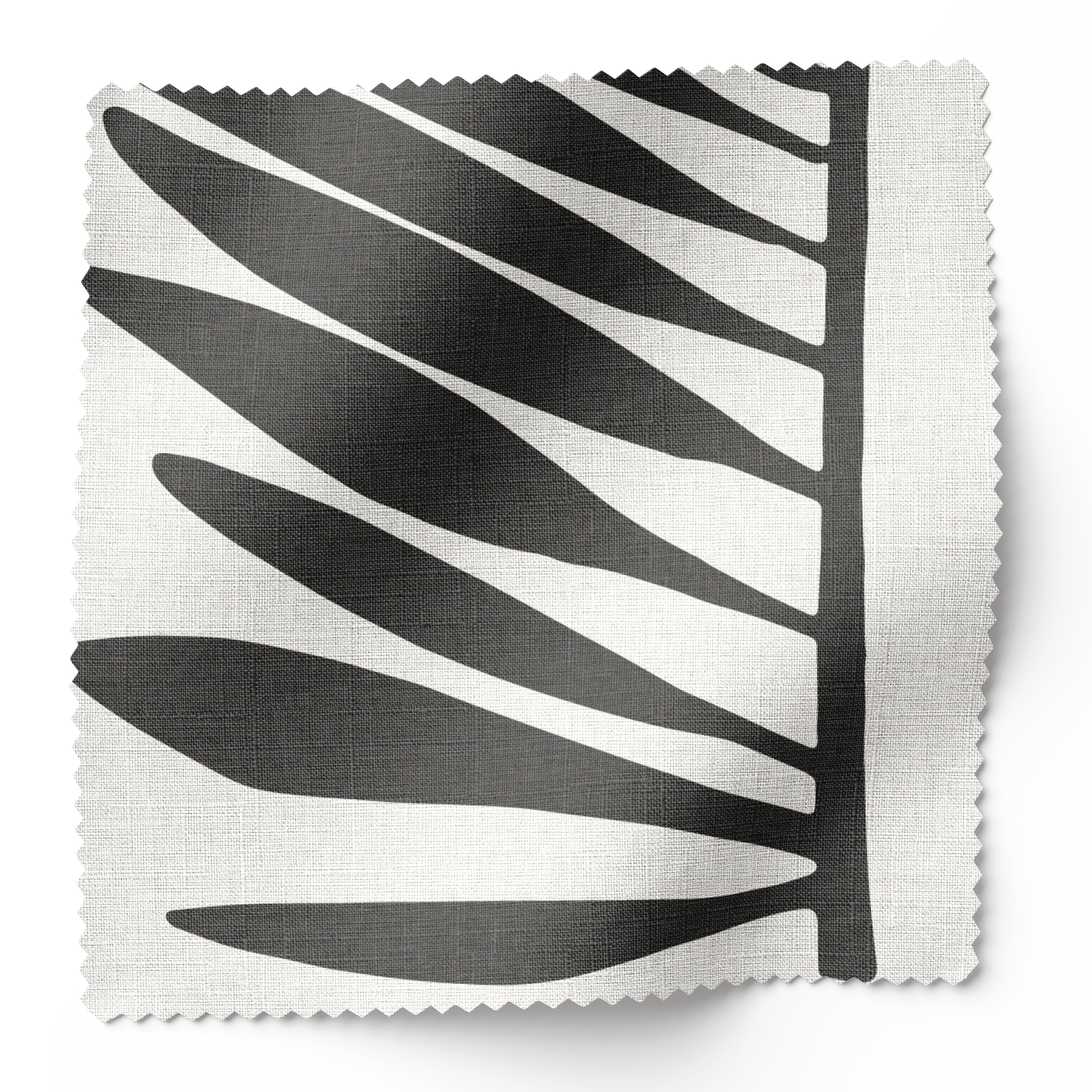 Palmetto fabric swatch in Jet by Emily Daws — 6x6 Belgian linen sample, Charleston Collection