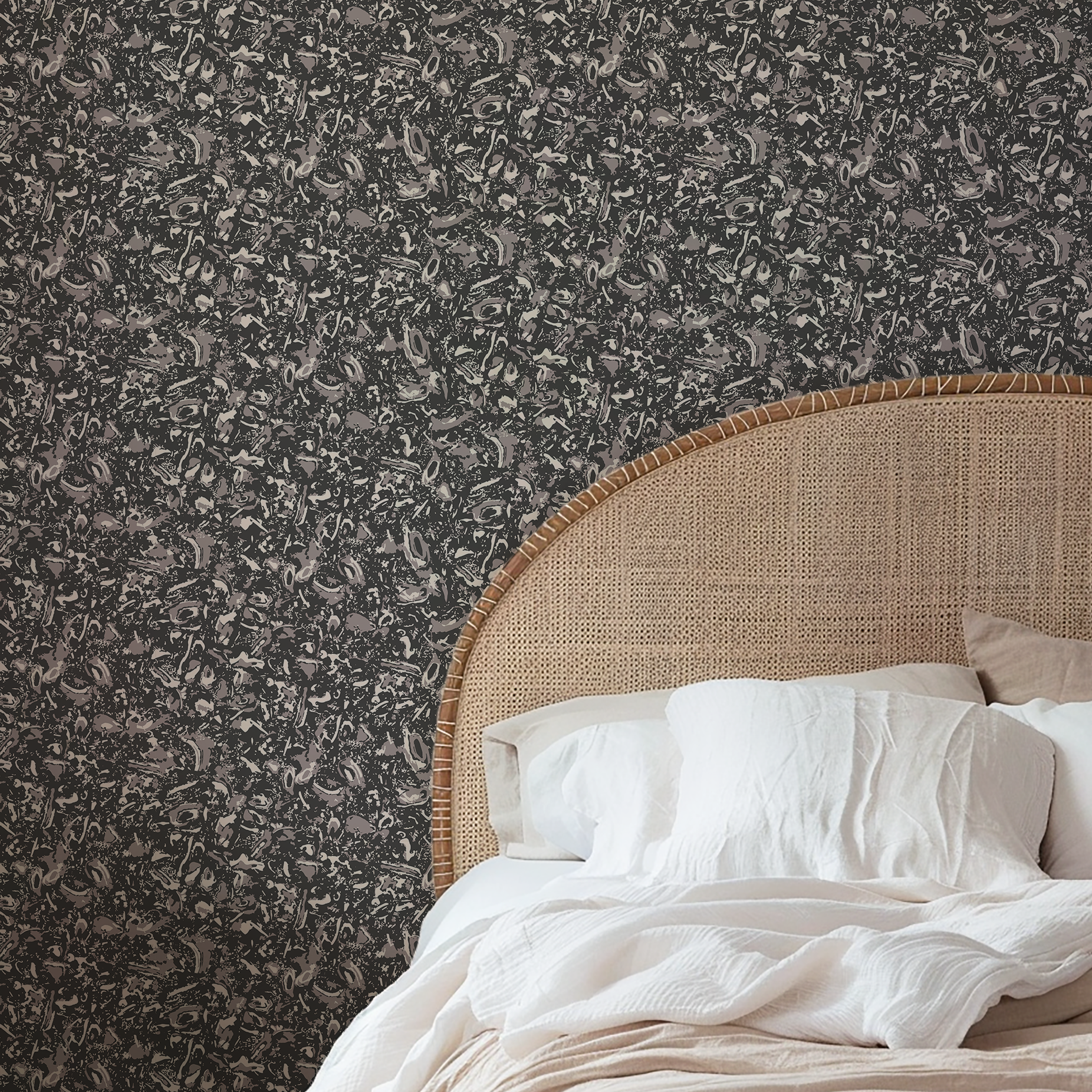 River Reef wallpaper in Coal styled by Emily Daws – shown in a Charleston home entryway