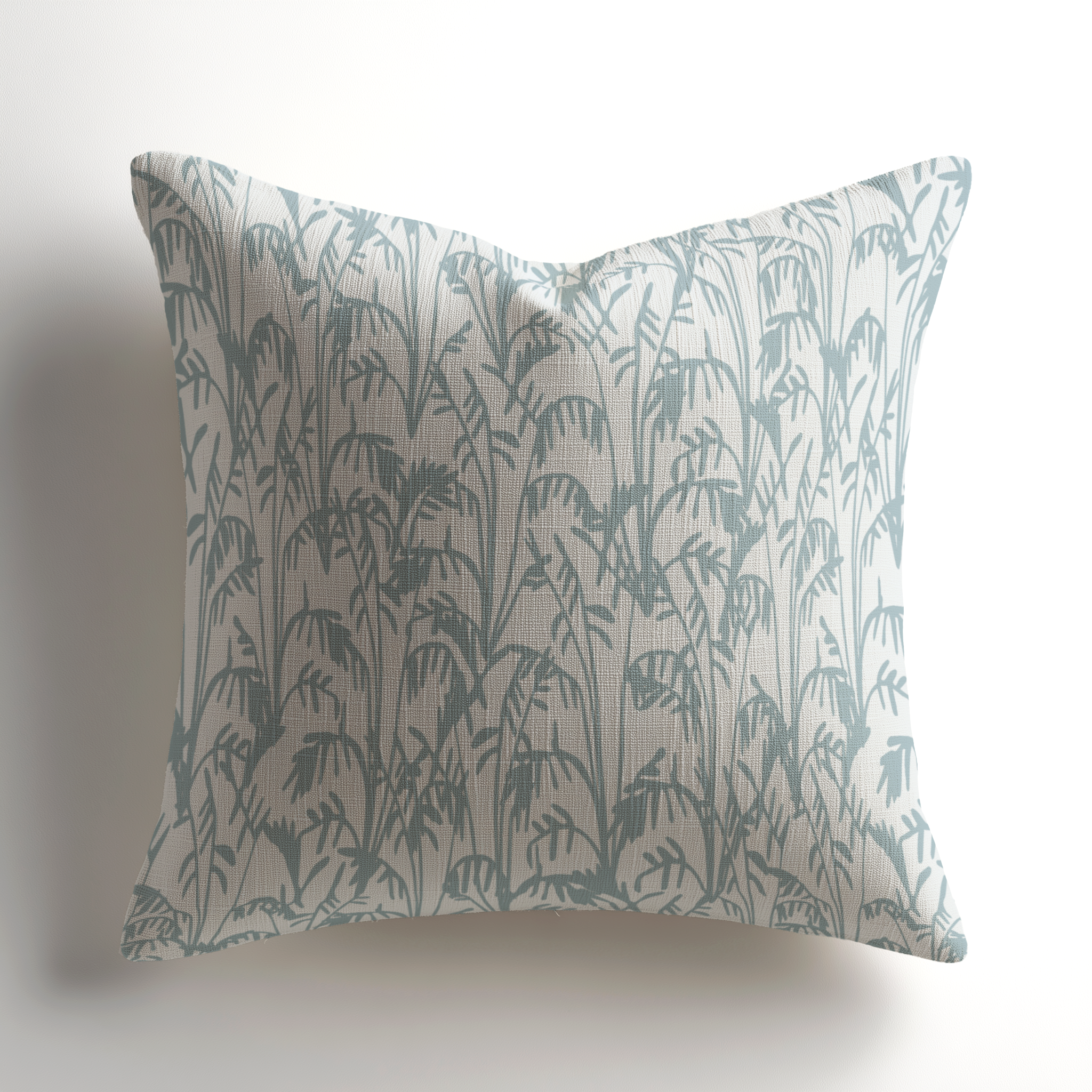 Made-in-the-USA linen throw pillow by Emily Daws in Seabrook Aqua, a boutique textiles selection for interior designers seeking southern inspired, small-batch accents.