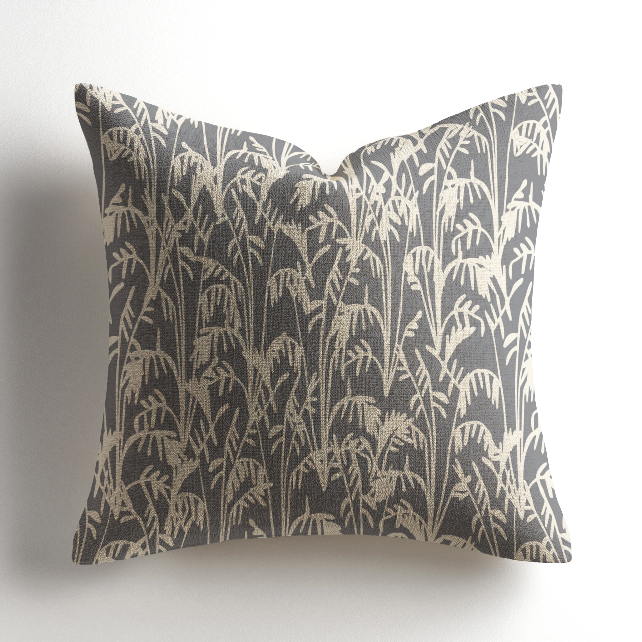 Designer linen throw pillow by Emily Daws featuring the Seabrook pattern in Storm, a Charleston-made, small-batch artful accent pillow crafted for luxury interiors and available through the Emily Daws Showroom.